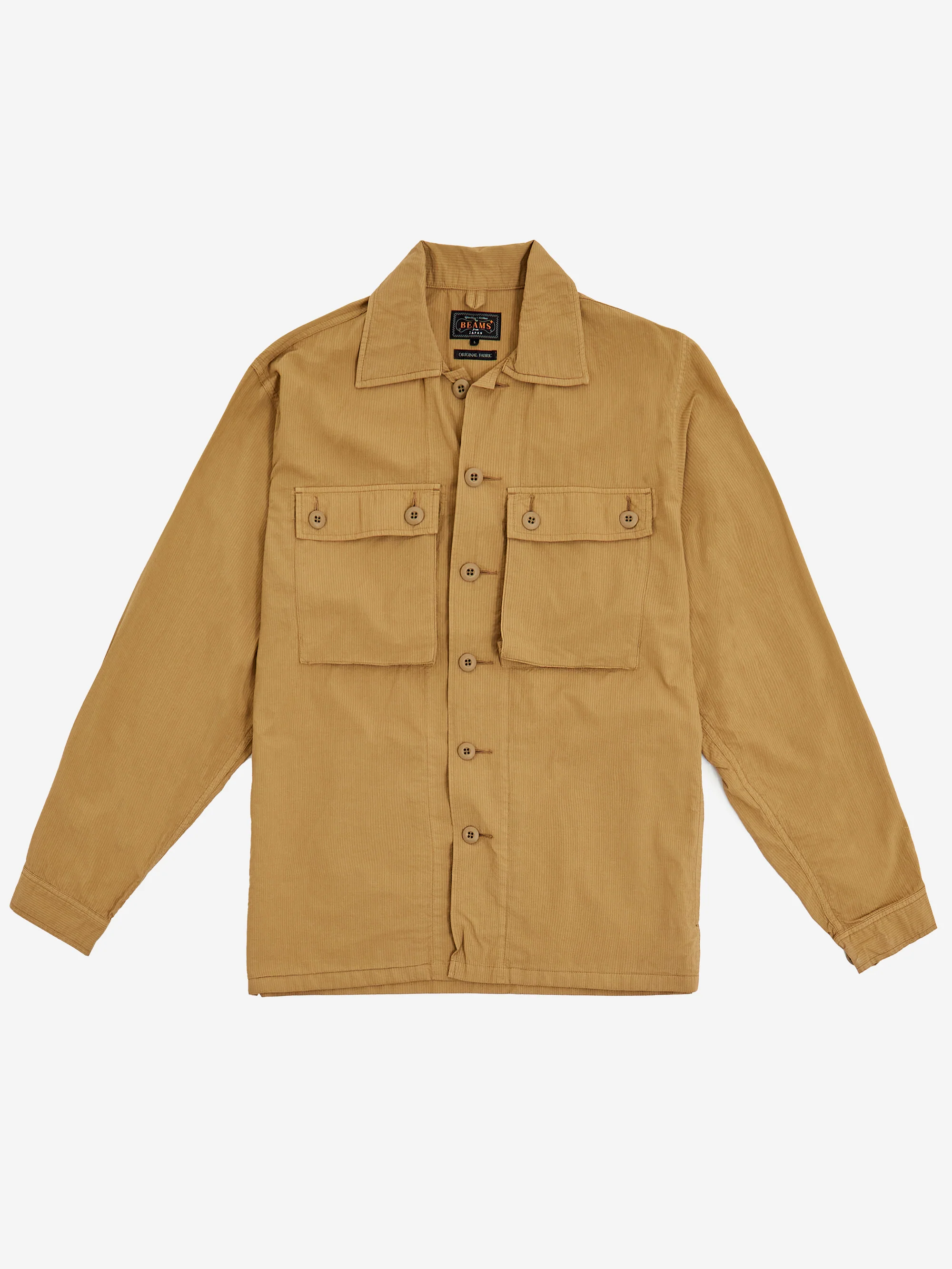 Beams Plus Mil Sht-Jac Textured Ripstop - Khaki