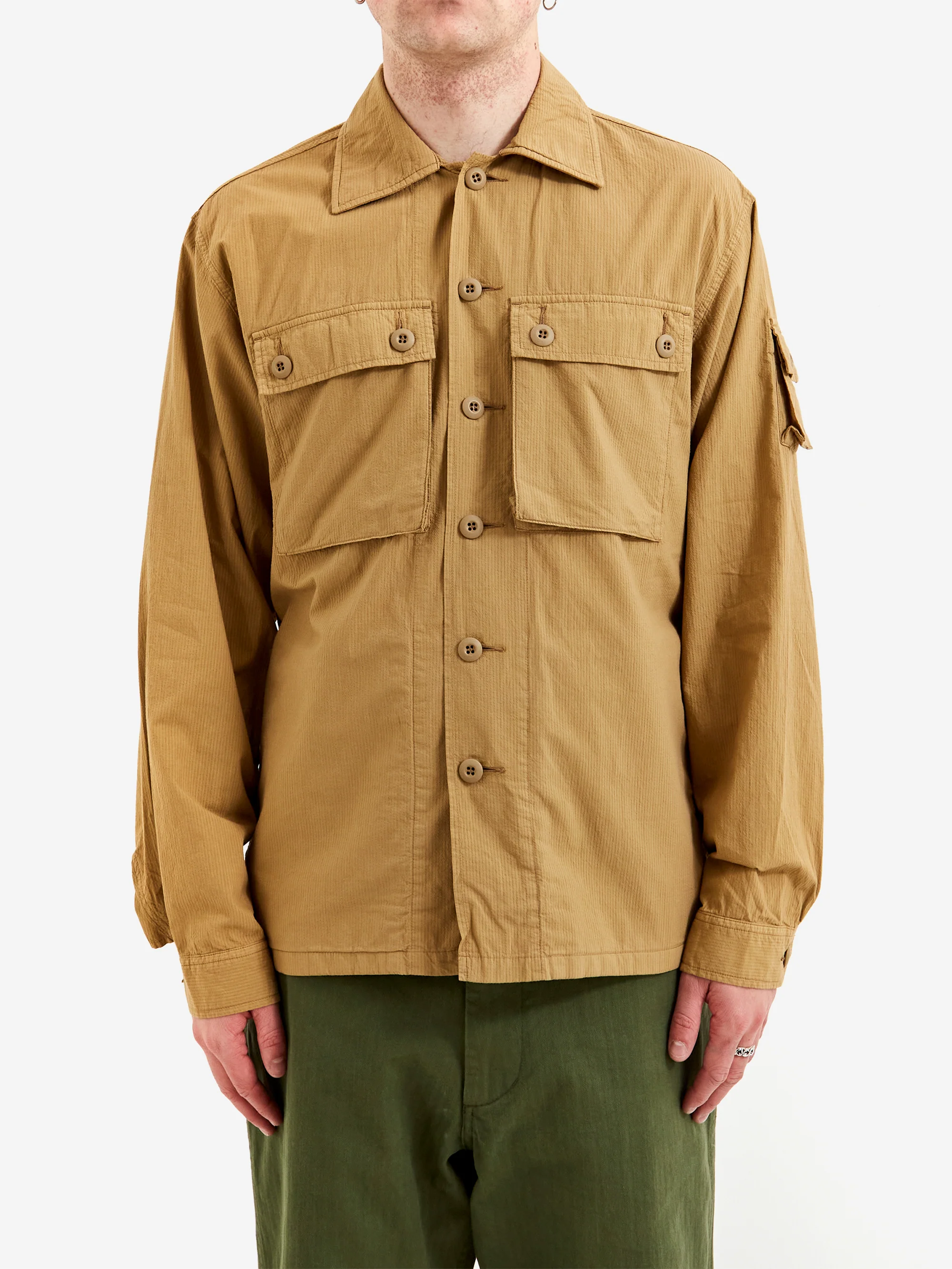 Beams Plus Mil Sht-Jac Textured Ripstop - Khaki - Image 2