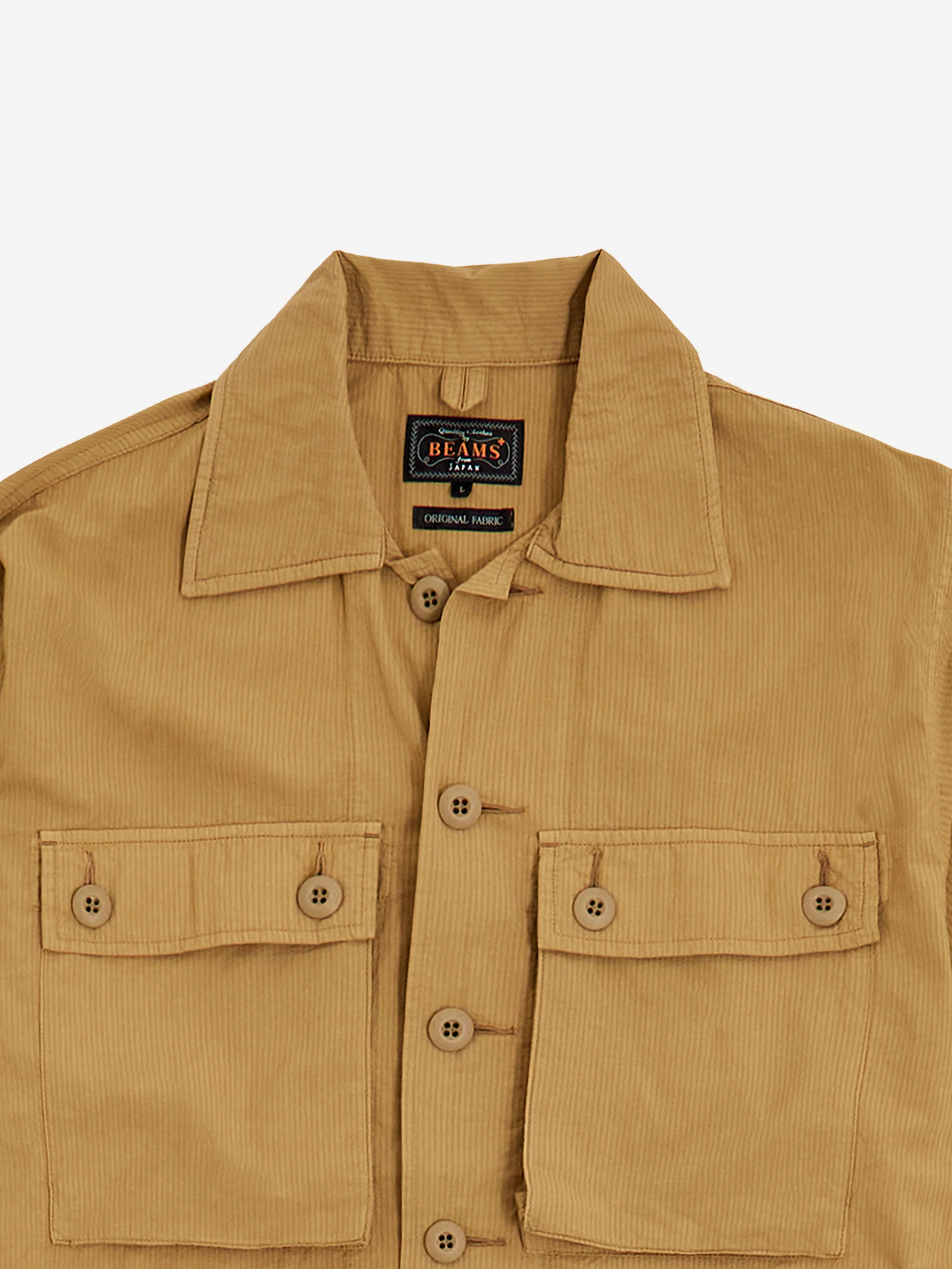 Beams Plus Mil Sht-Jac Textured Ripstop - Khaki - Image 3