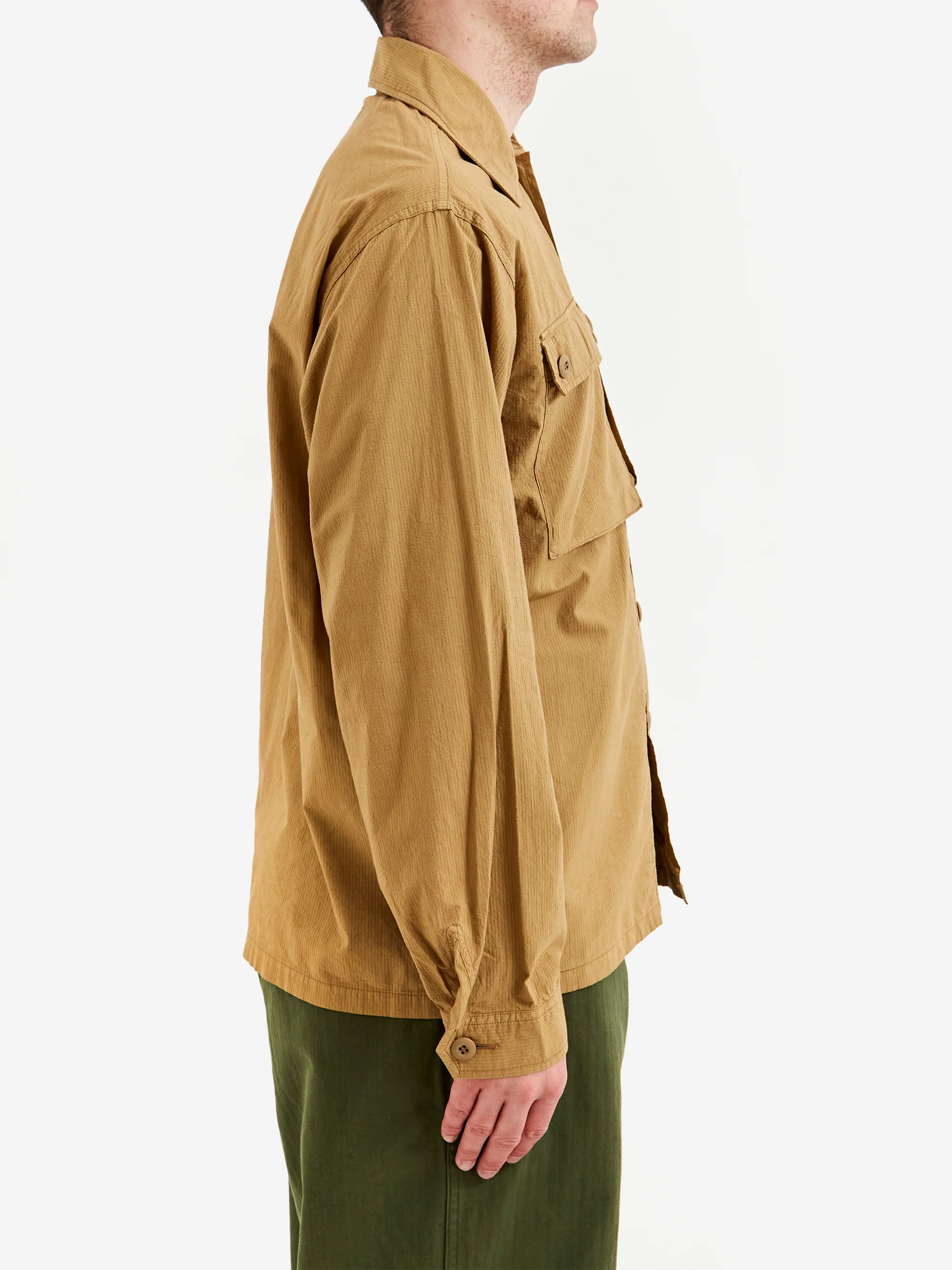 Beams Plus Mil Sht-Jac Textured Ripstop - Khaki - Image 5