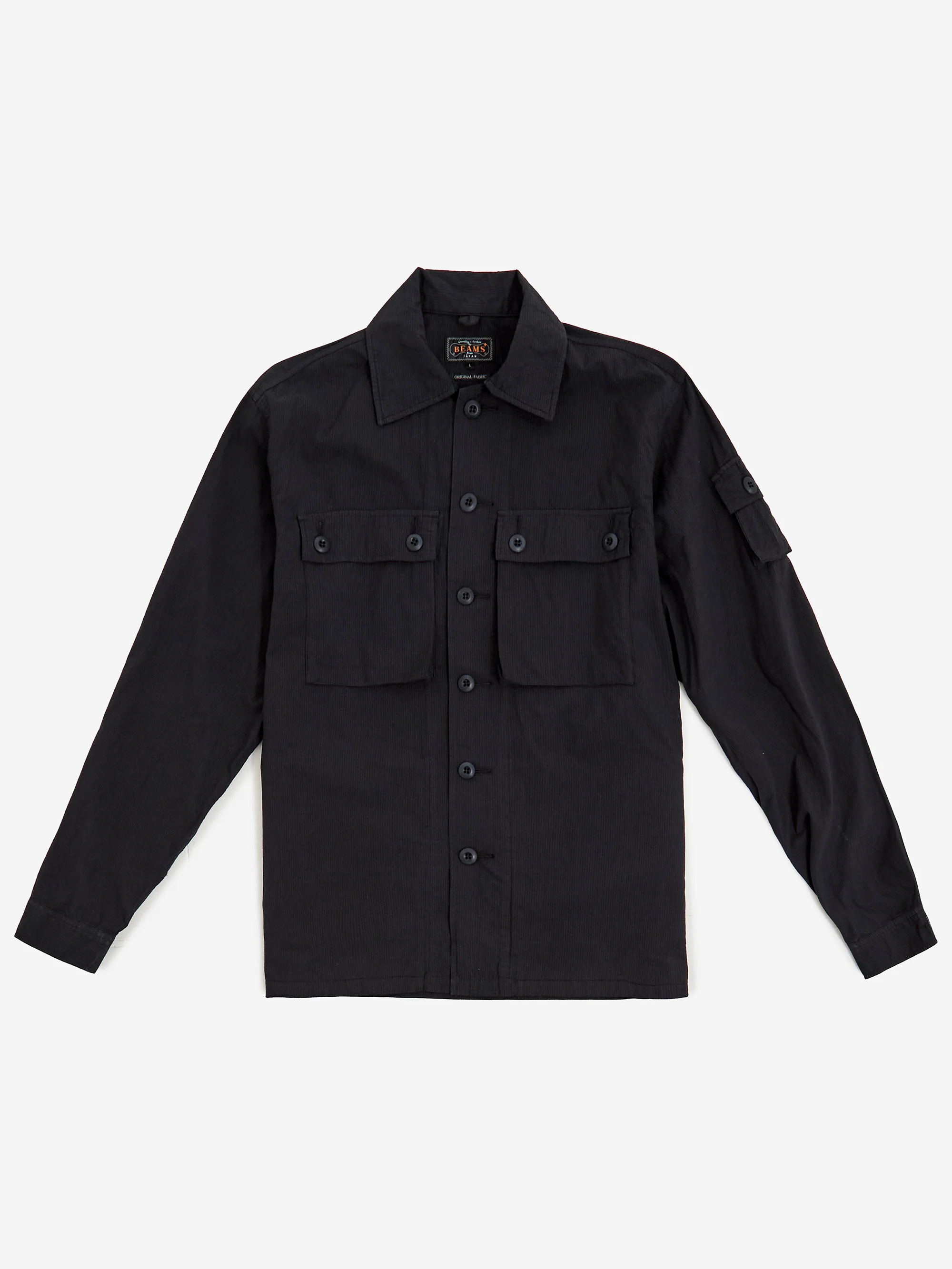 Beams Plus Mil Sht-Jac Textured Ripstop - Navy