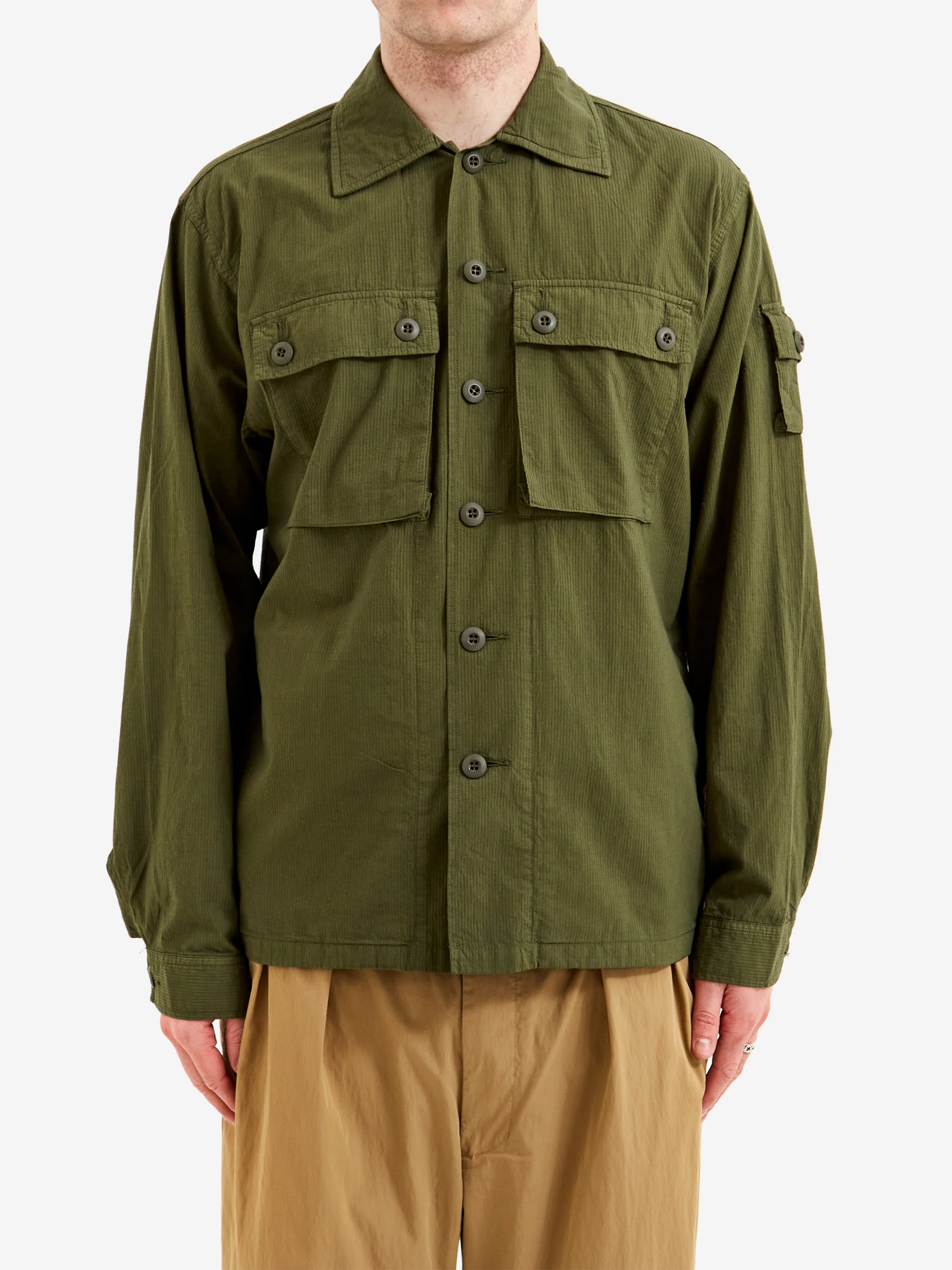 Beams Plus Mil Sht-Jac Textured Ripstop - Olive - Image 2