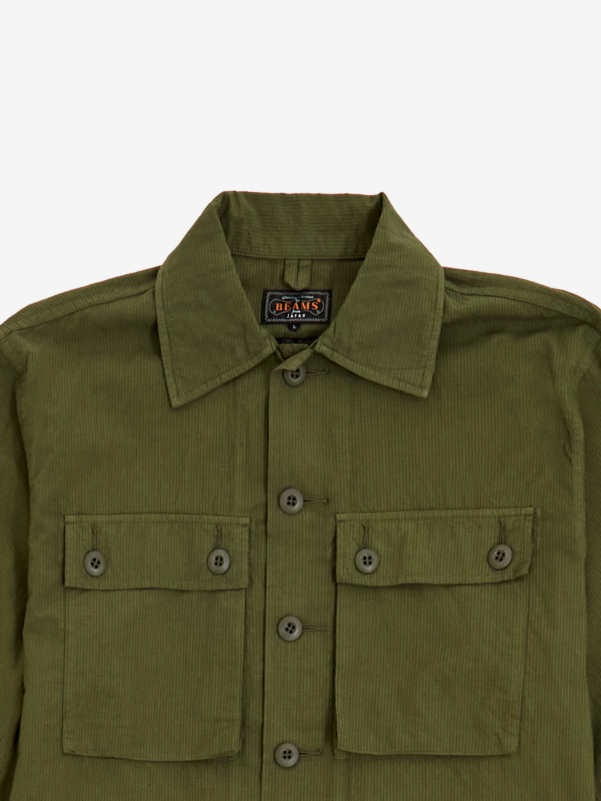 Beams Plus Mil Sht-Jac Textured Ripstop - Olive - Image 3