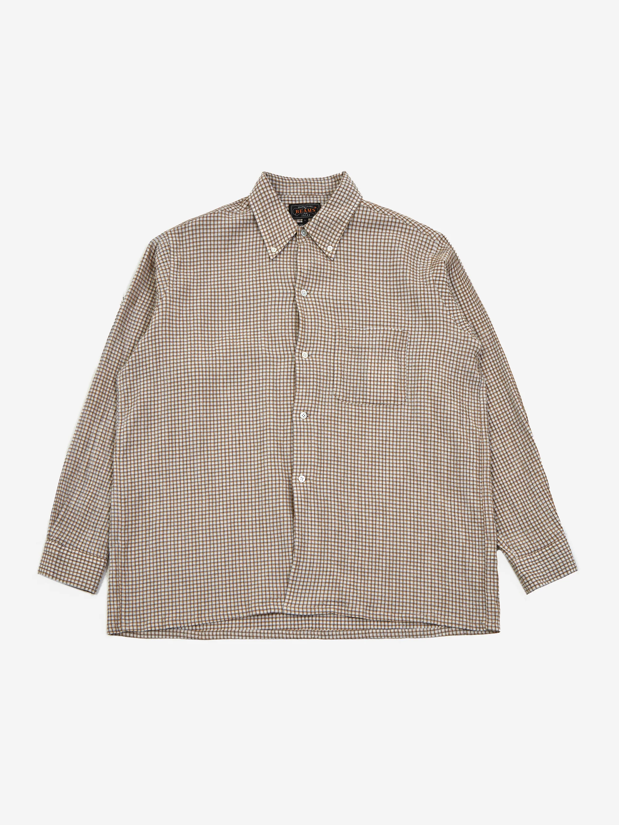 Beams Plus Open B.D. Plaid - Beige