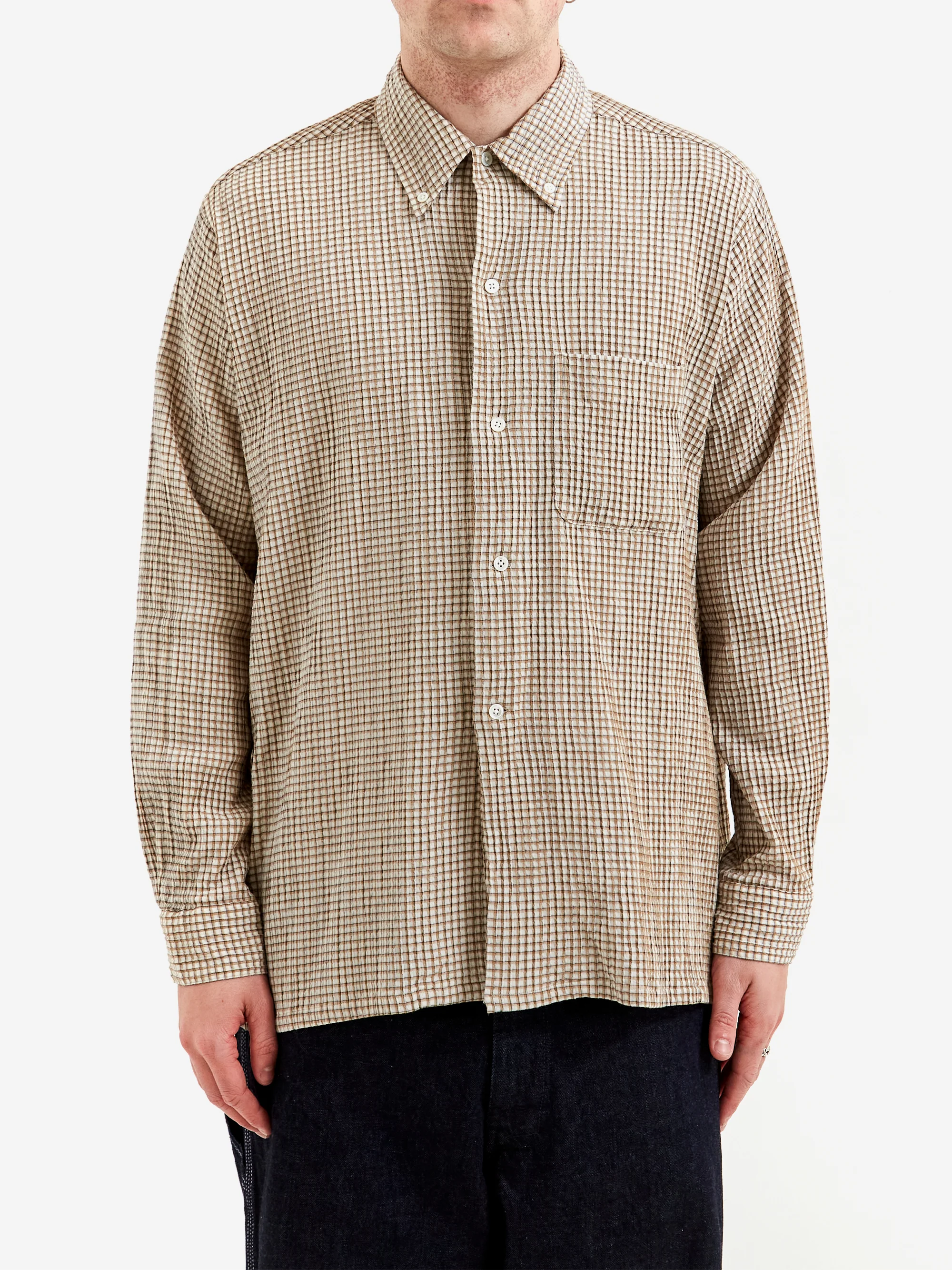 Beams Plus Open B.D. Plaid - Beige - Image 2