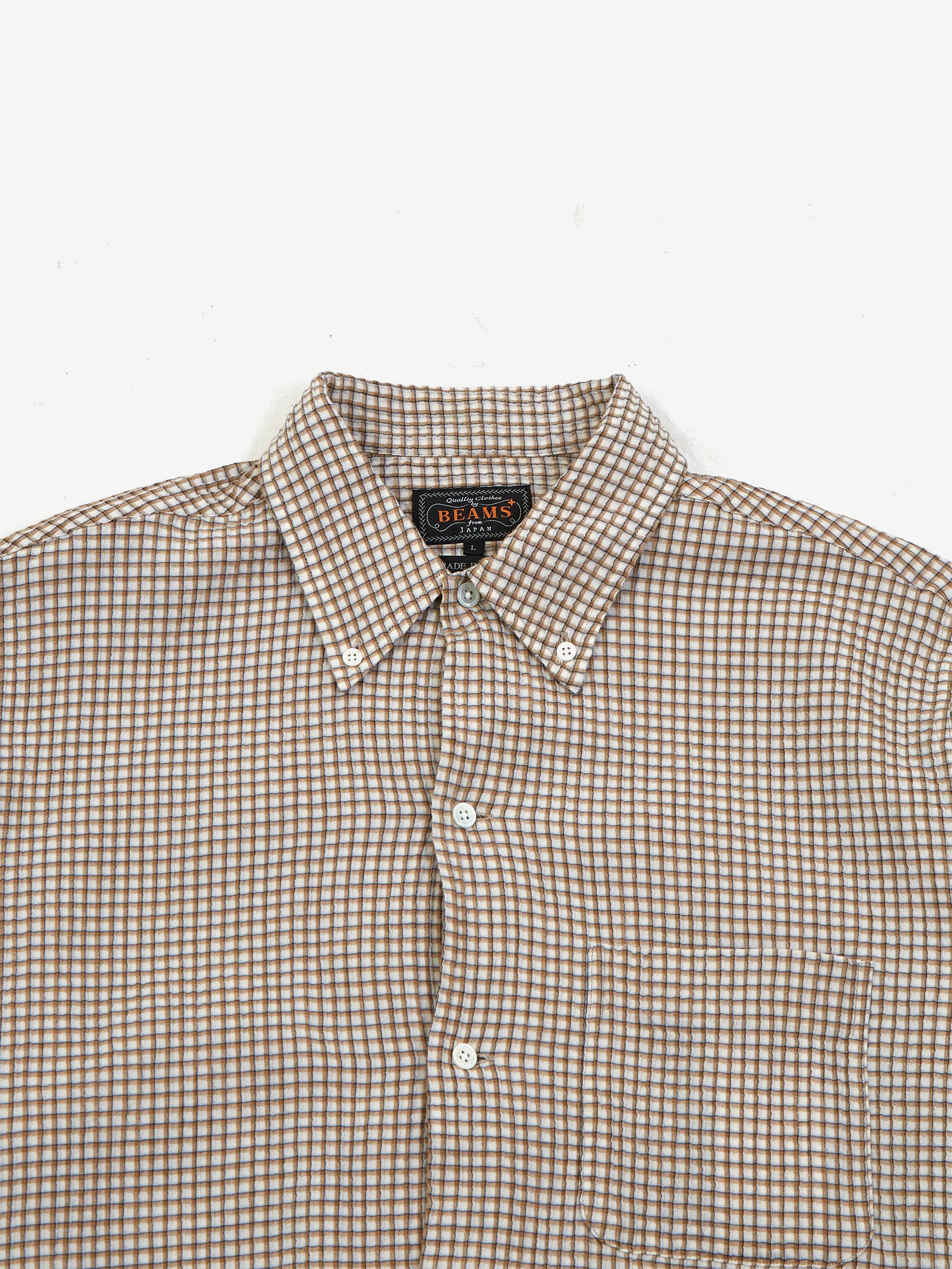 Beams Plus Open B.D. Plaid - Beige - Image 3