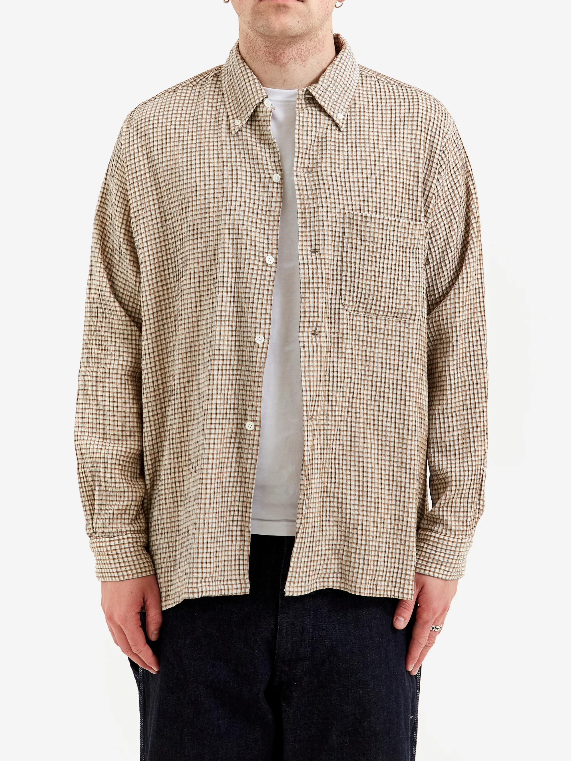 Beams Plus Open B.D. Plaid - Beige - Image 5