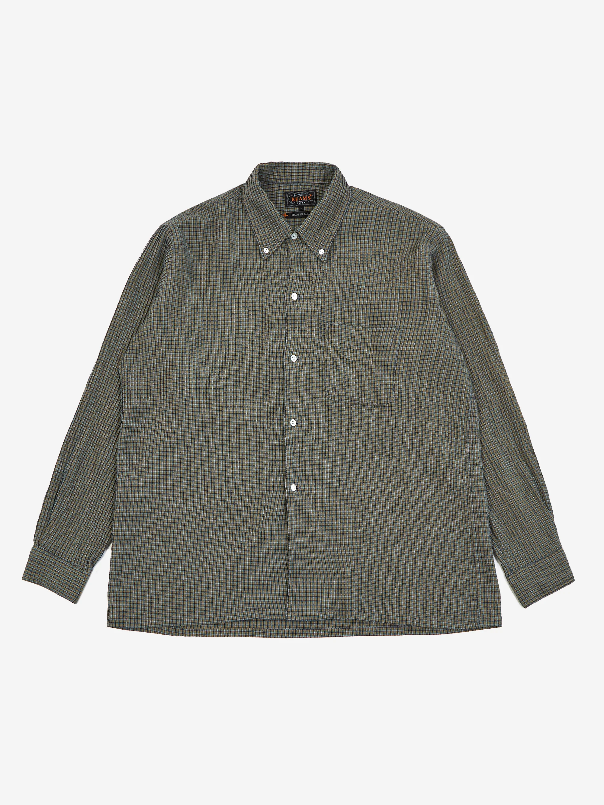 Beams Plus Open B.D. Plaid - Olive
