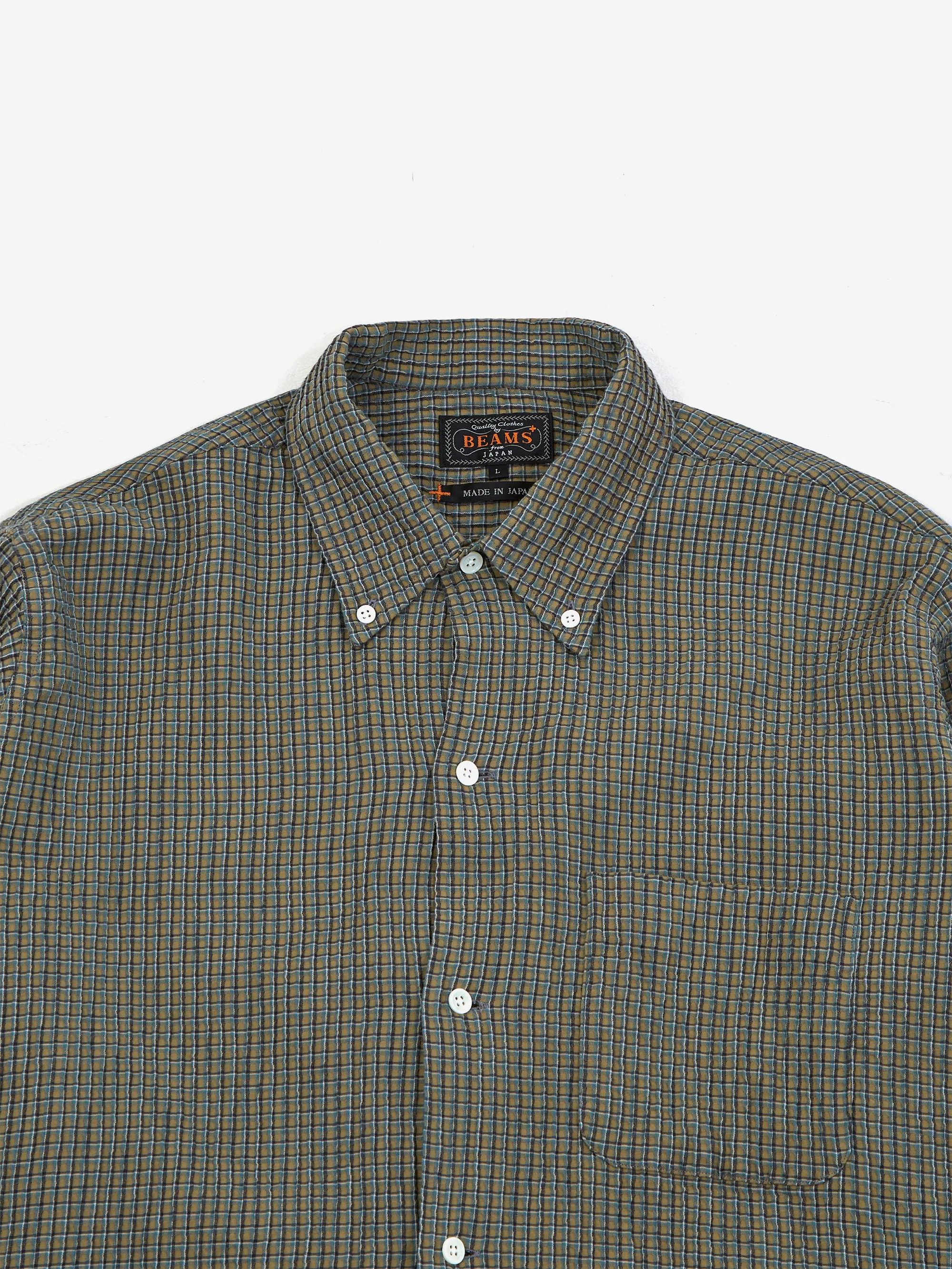 Beams Plus Open B.D. Plaid - Olive - Image 3