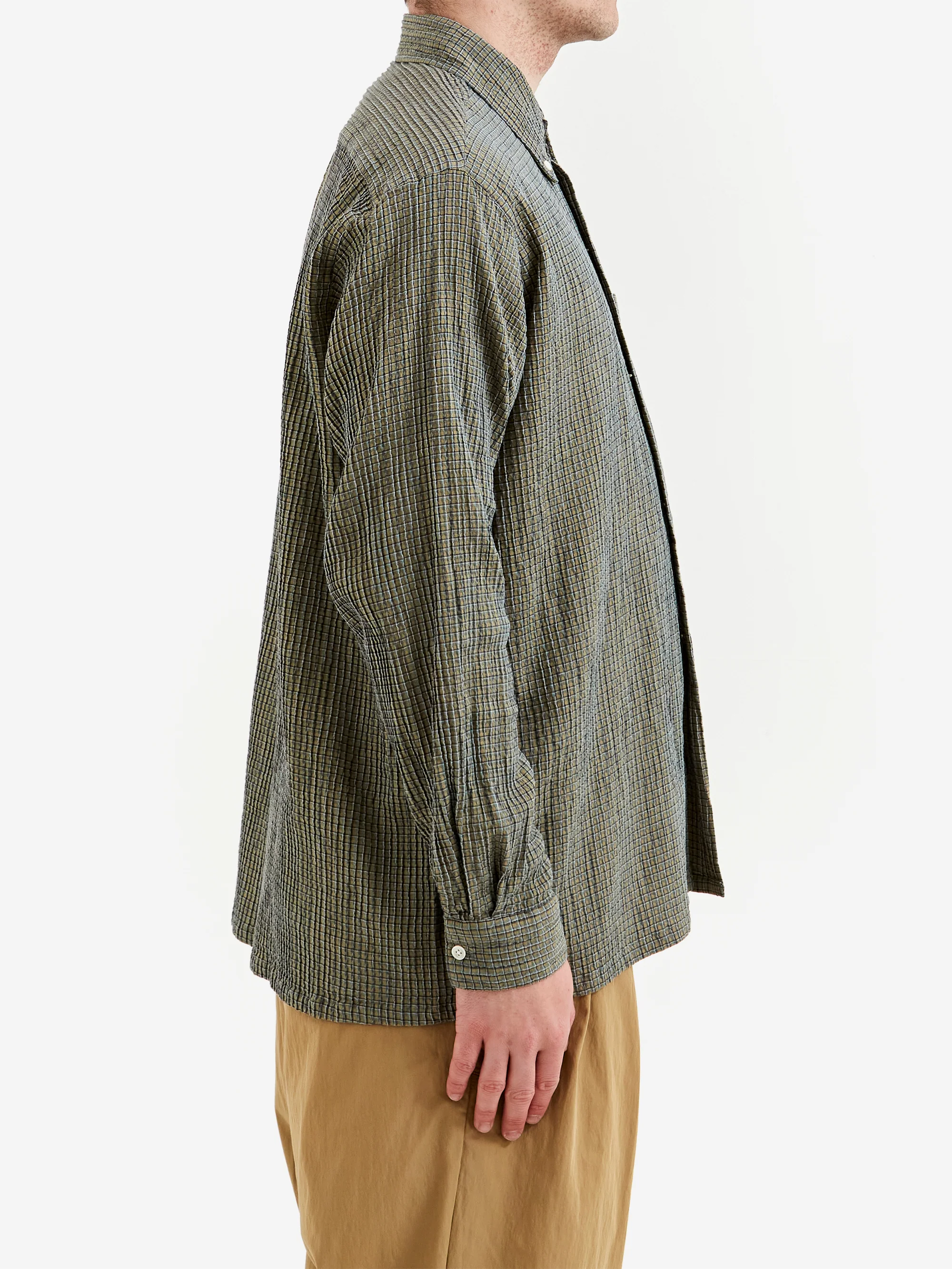 Beams Plus Open B.D. Plaid - Olive - Image 6