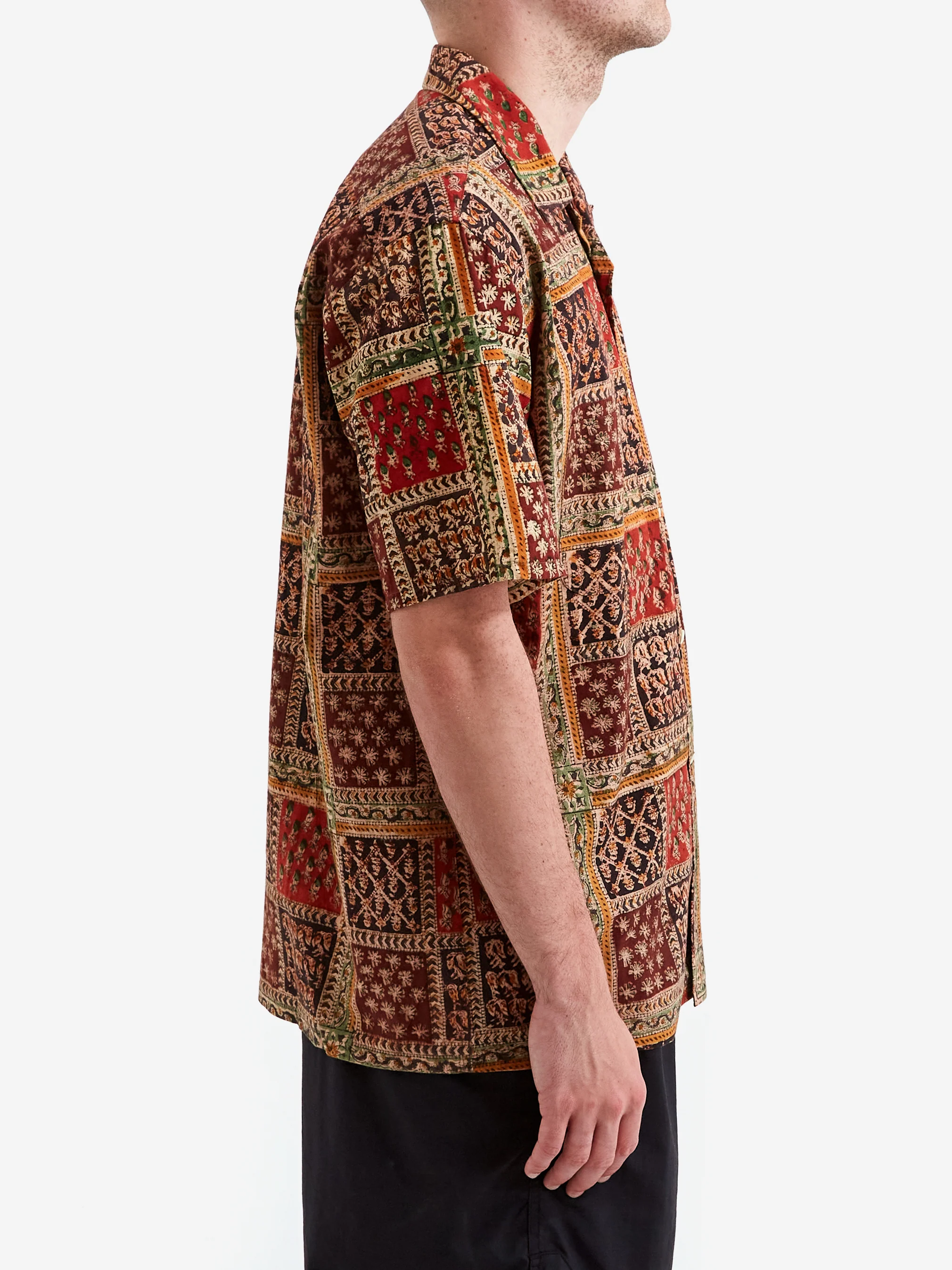 Beams Plus Open Collar Block Print Plant Shirt - Plant - Image 5