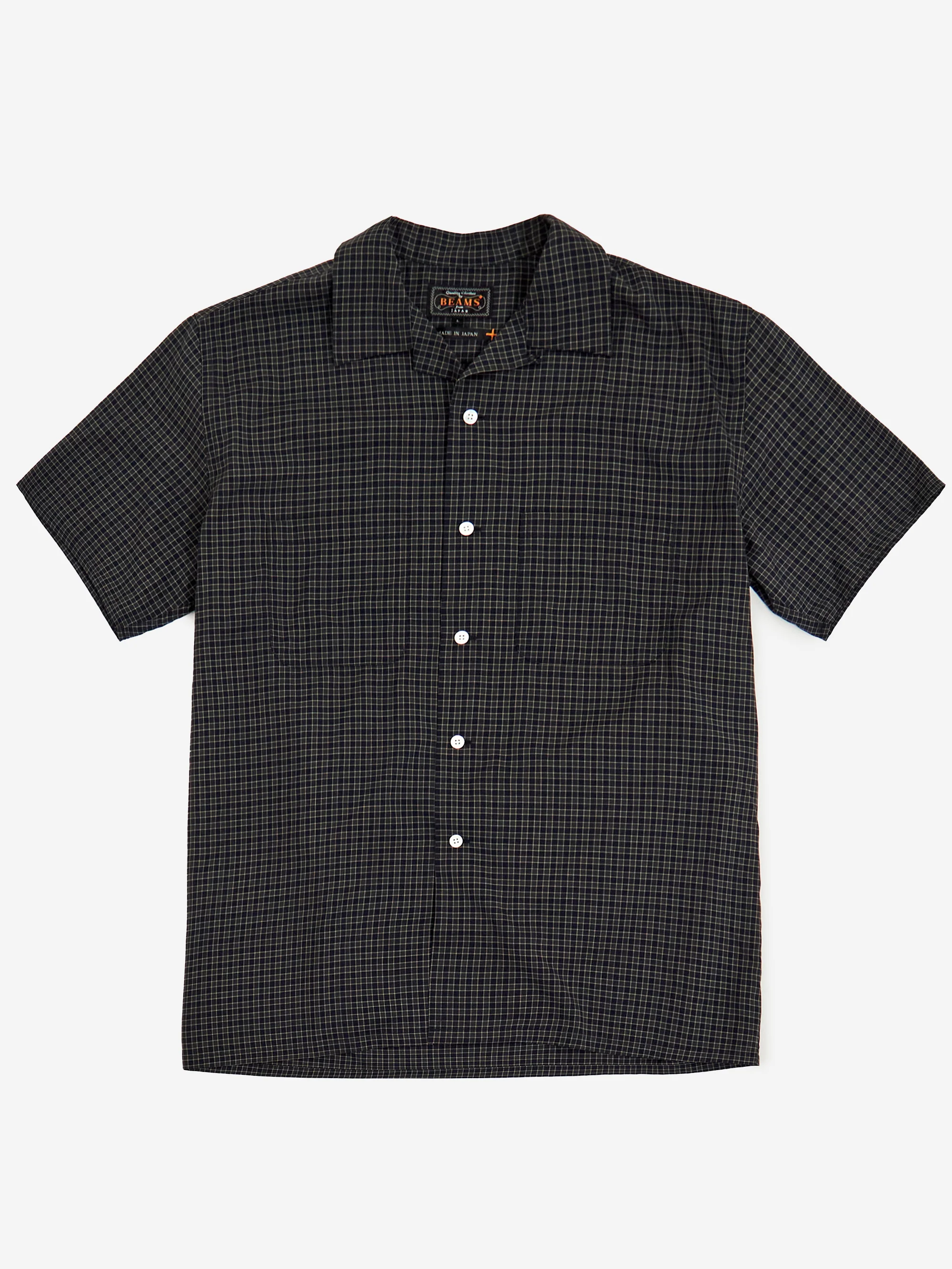 Beams Plus Open Collar Washable Wool Plaid - Green