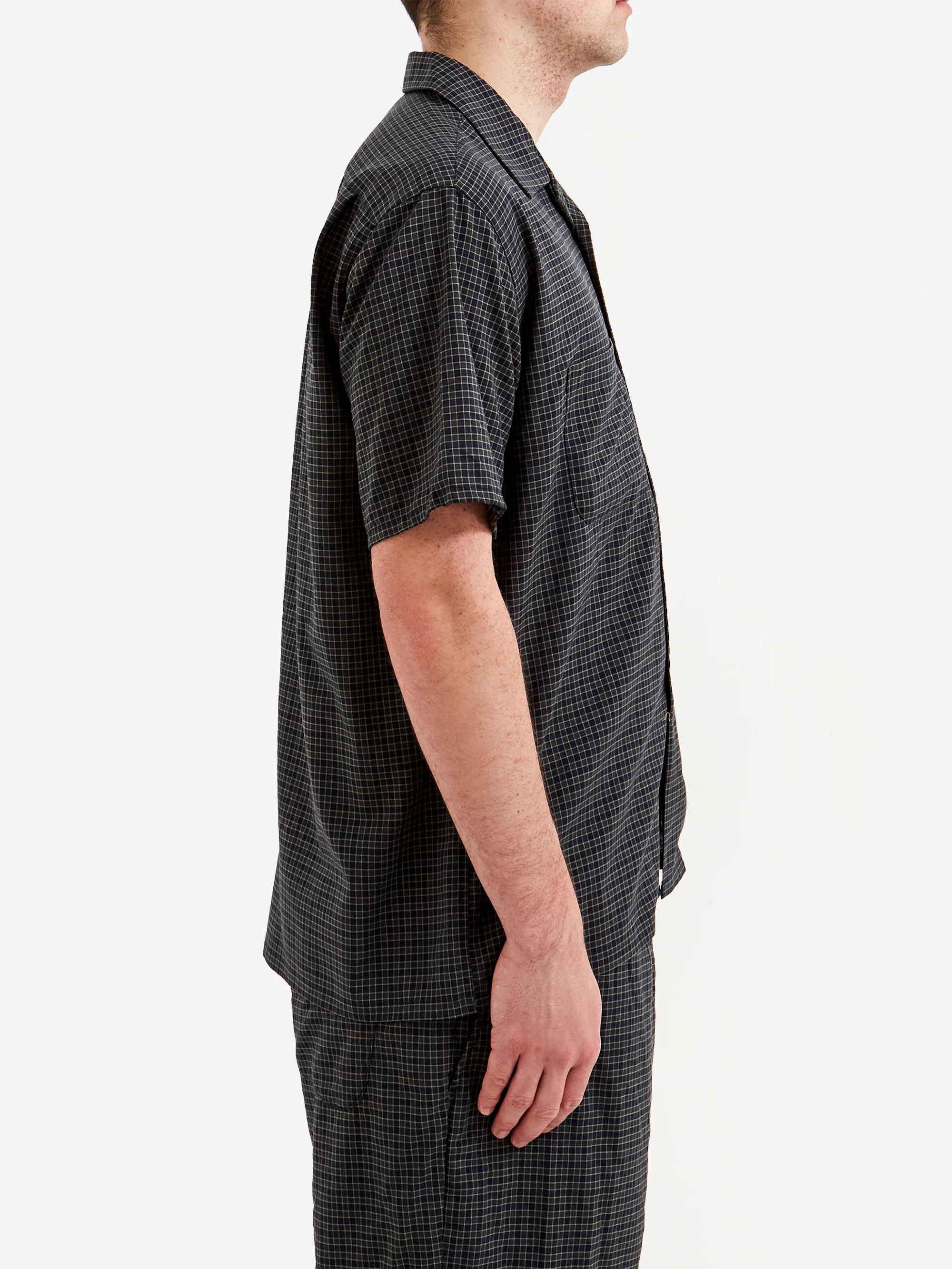 Beams Plus Open Collar Washable Wool Plaid - Green - Image 5
