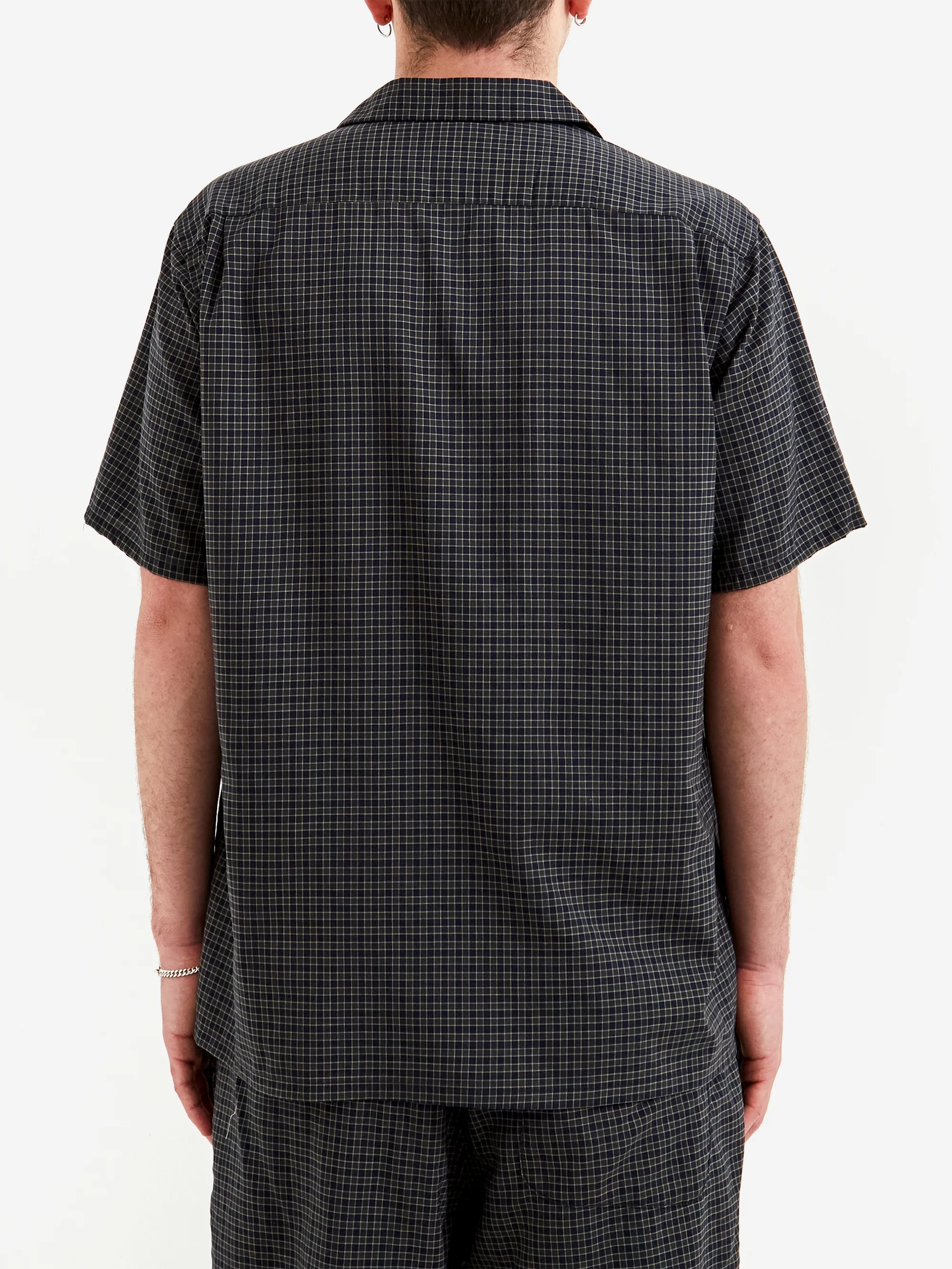 Beams Plus Open Collar Washable Wool Plaid - Green - Image 6