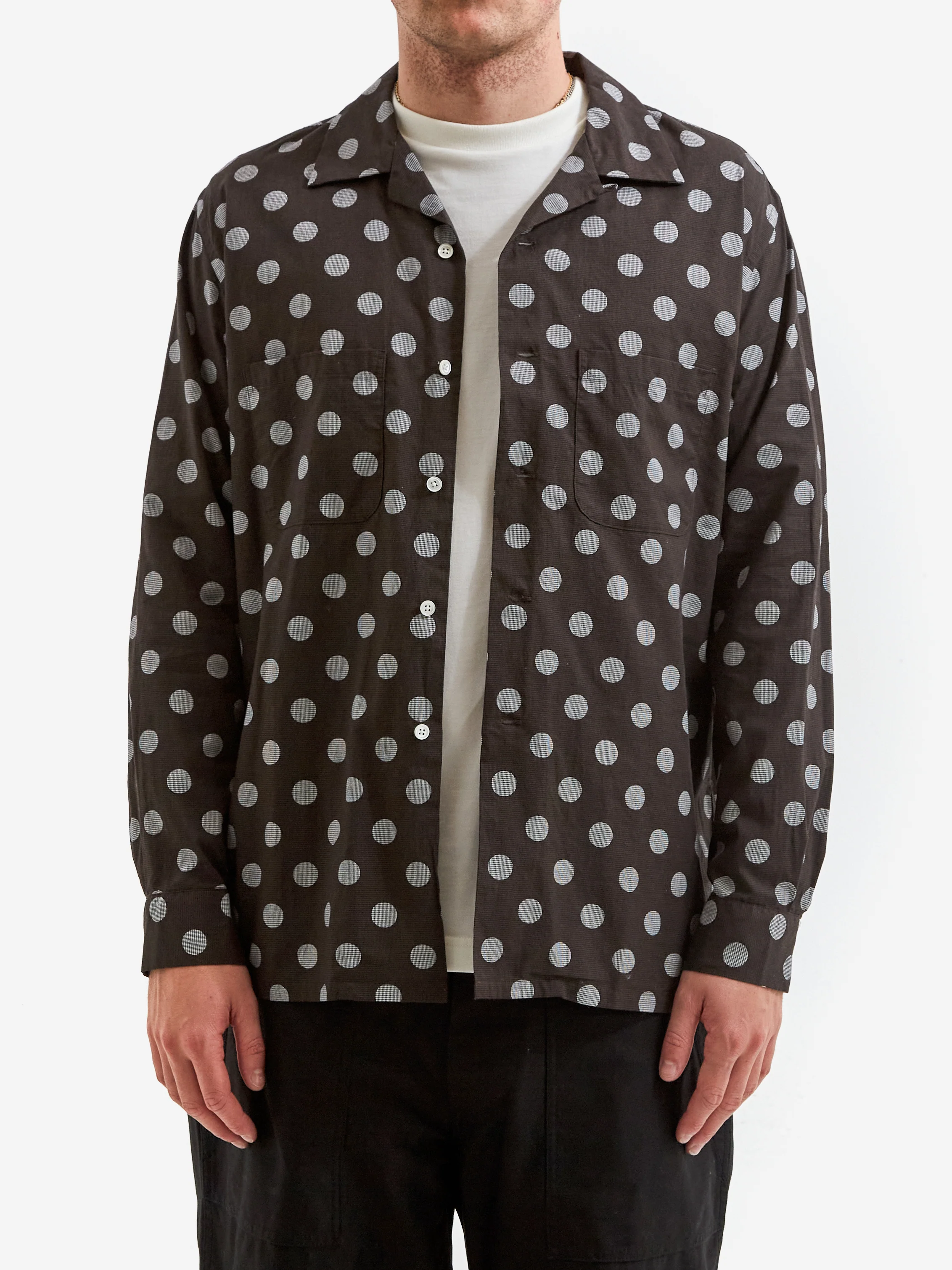 Beams Plus Open Dot Print Shirt- Brown - Image 2