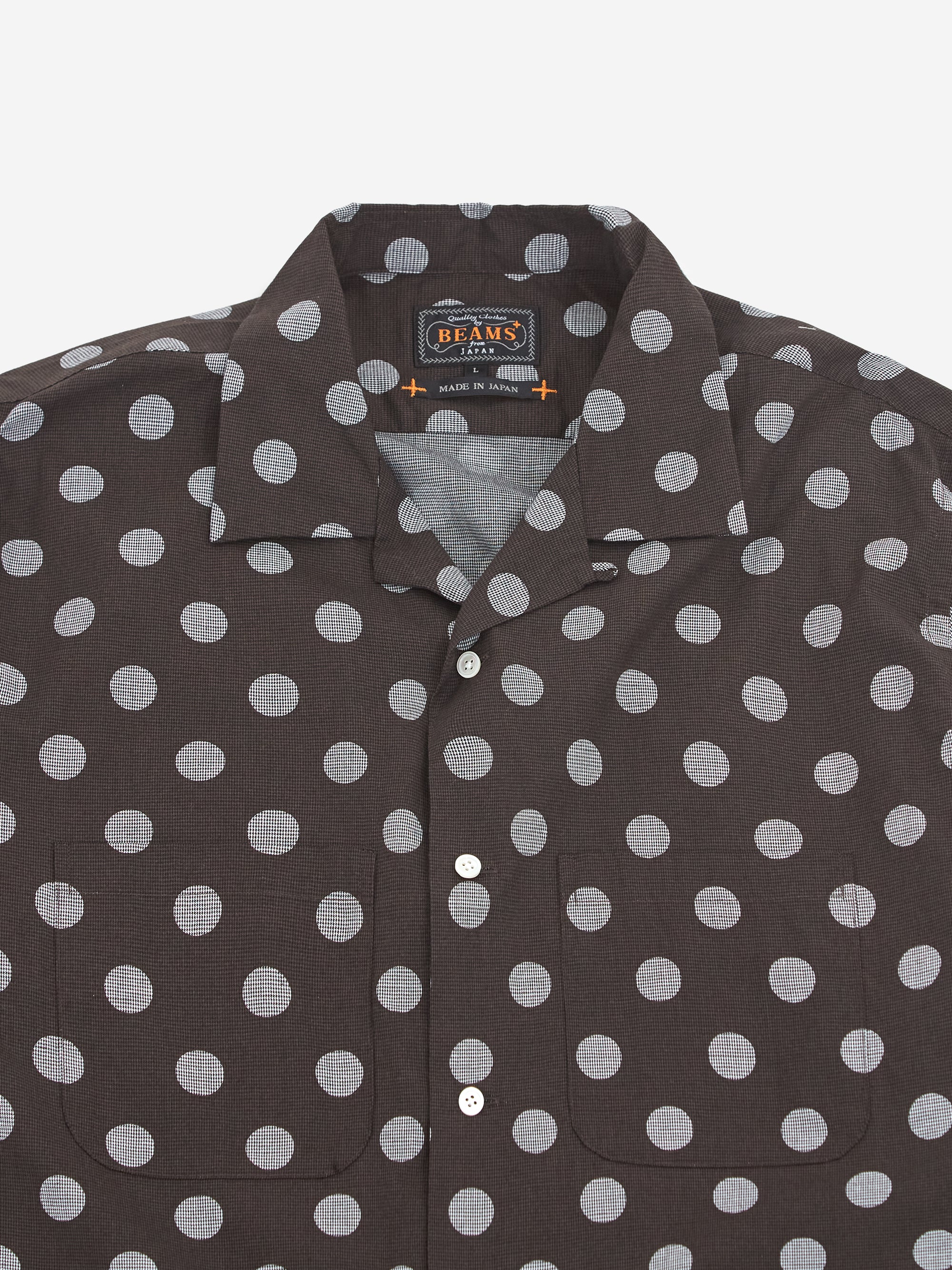 Beams Plus Open Dot Print Shirt- Brown - Image 3