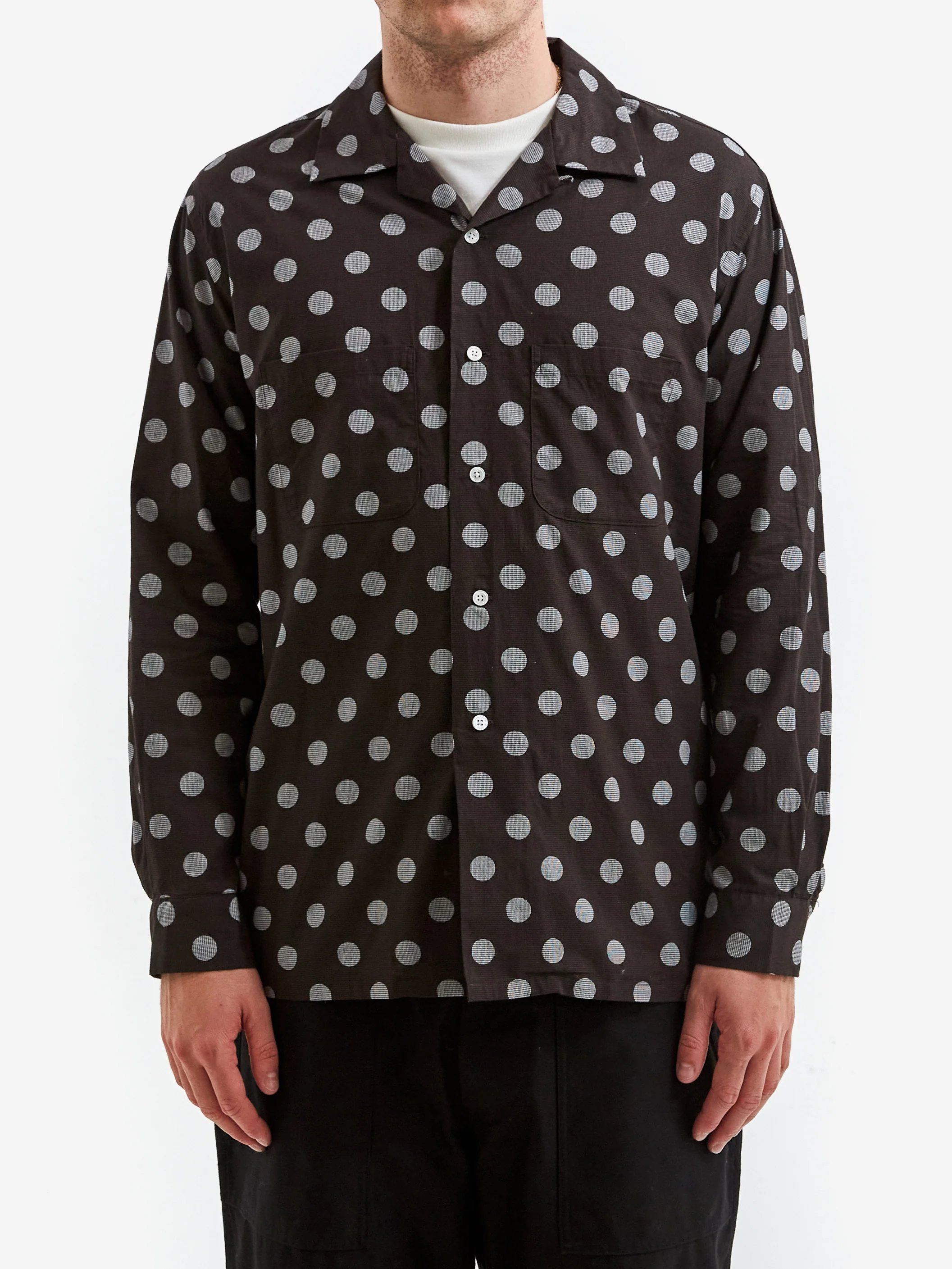 Beams Plus Open Dot Print Shirt- Brown - Image 5