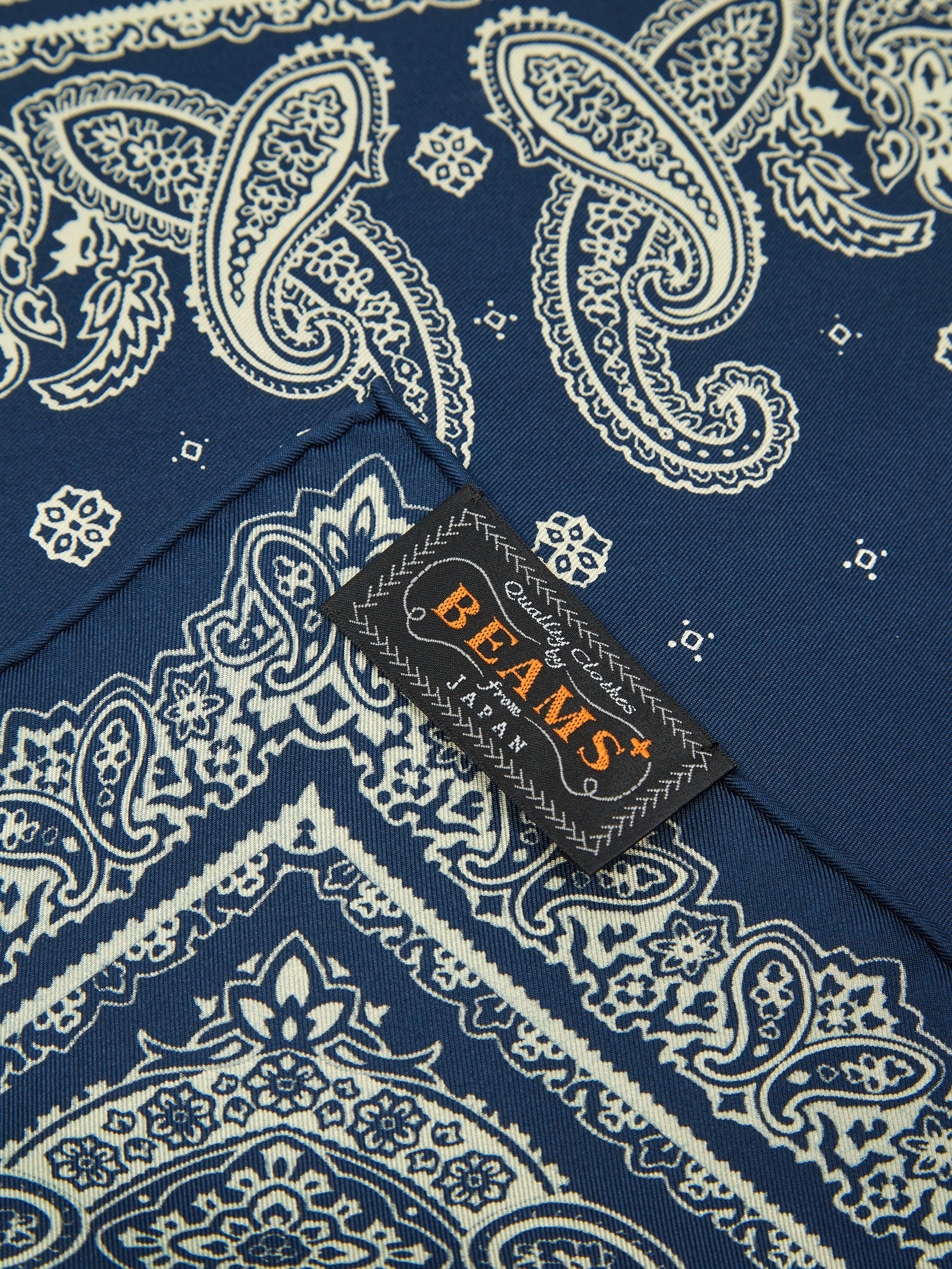 Beams Plus Pocket Chief Silk Bandana - Navy - Image 2