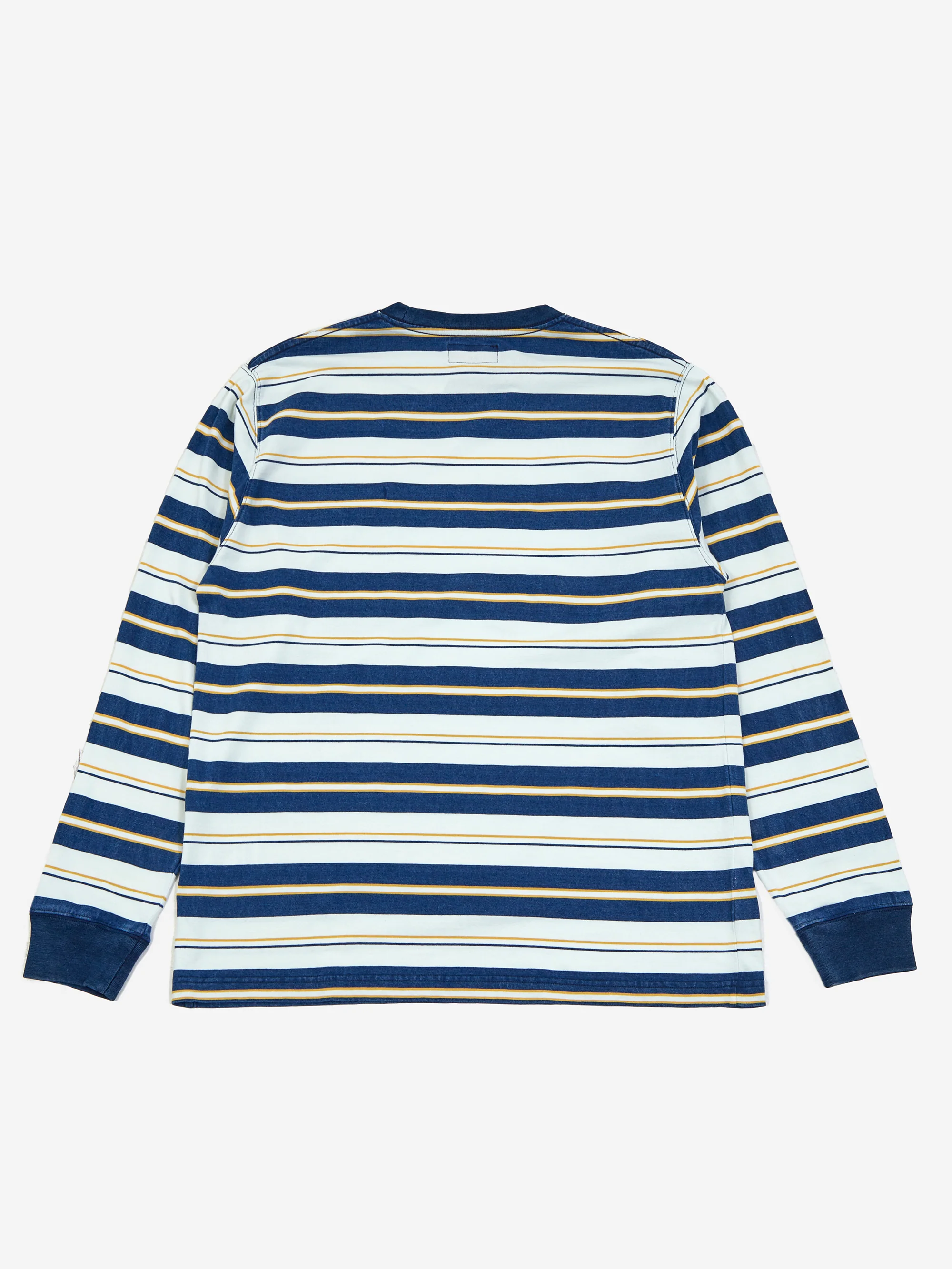 Beams Plus Pocket Tee Indigo Stripe - One Wash - Image 4