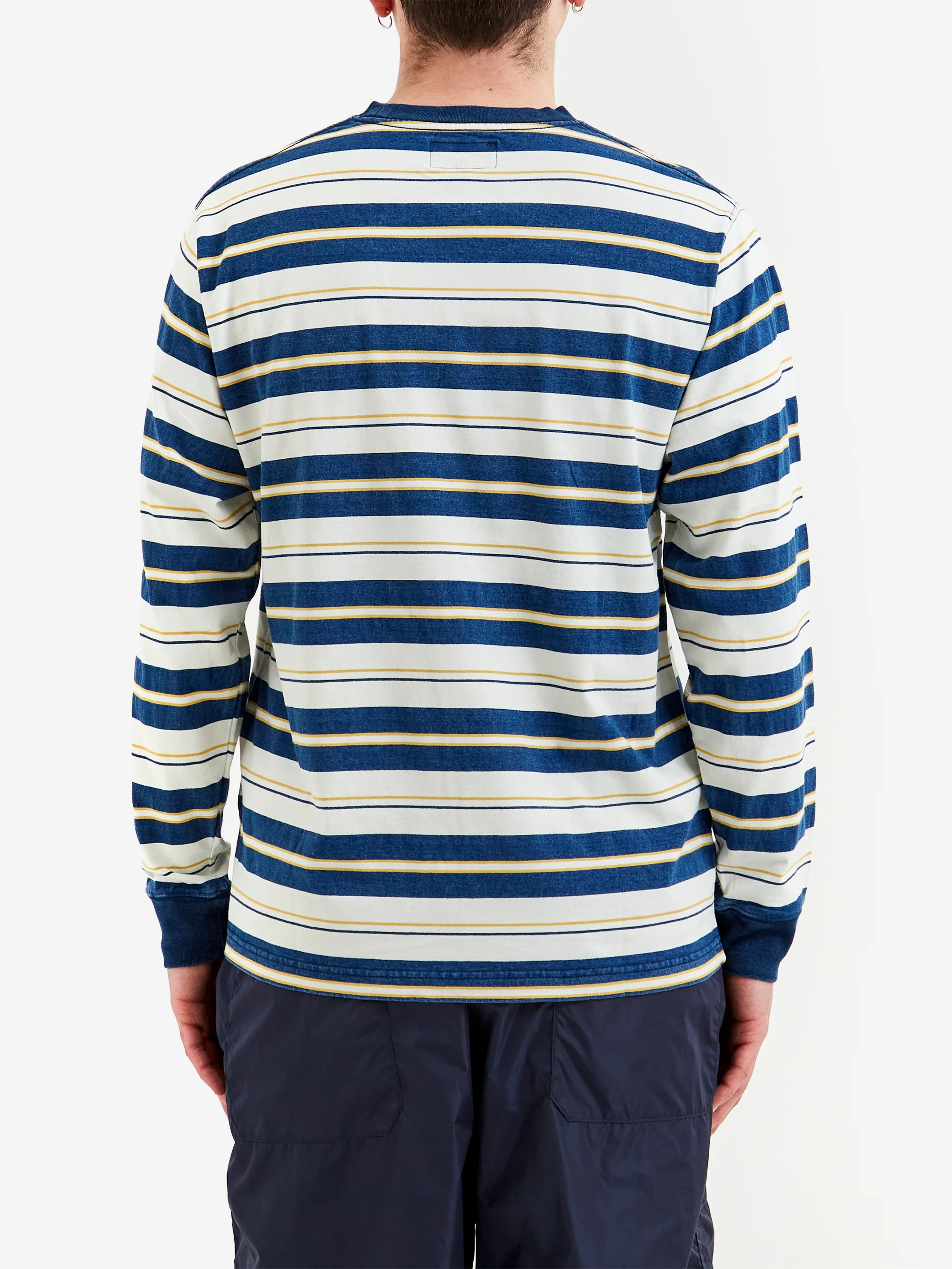 Beams Plus Pocket Tee Indigo Stripe - One Wash - Image 6