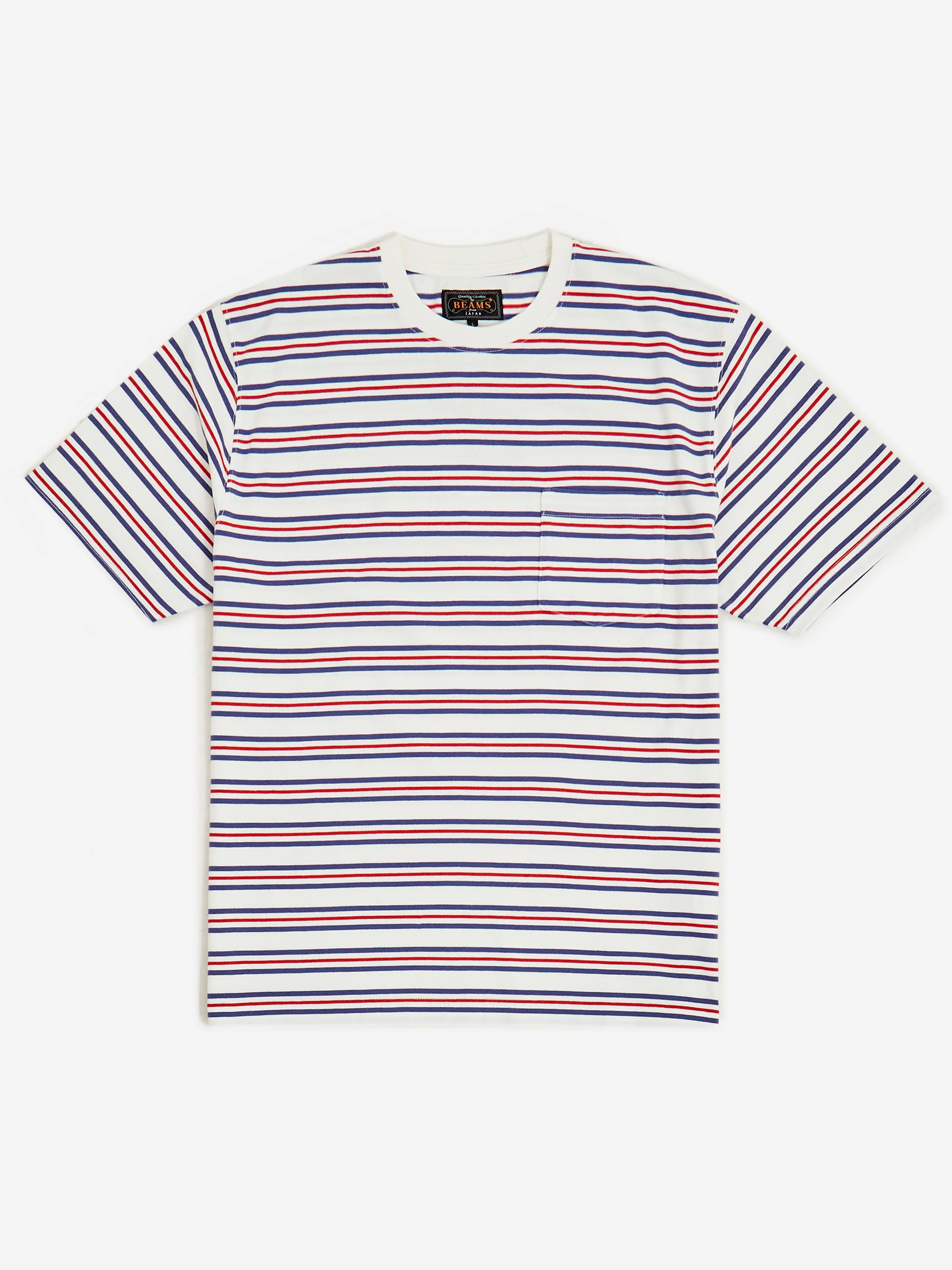 Beams Plus Pocket Tee Multi Stripe - Off White