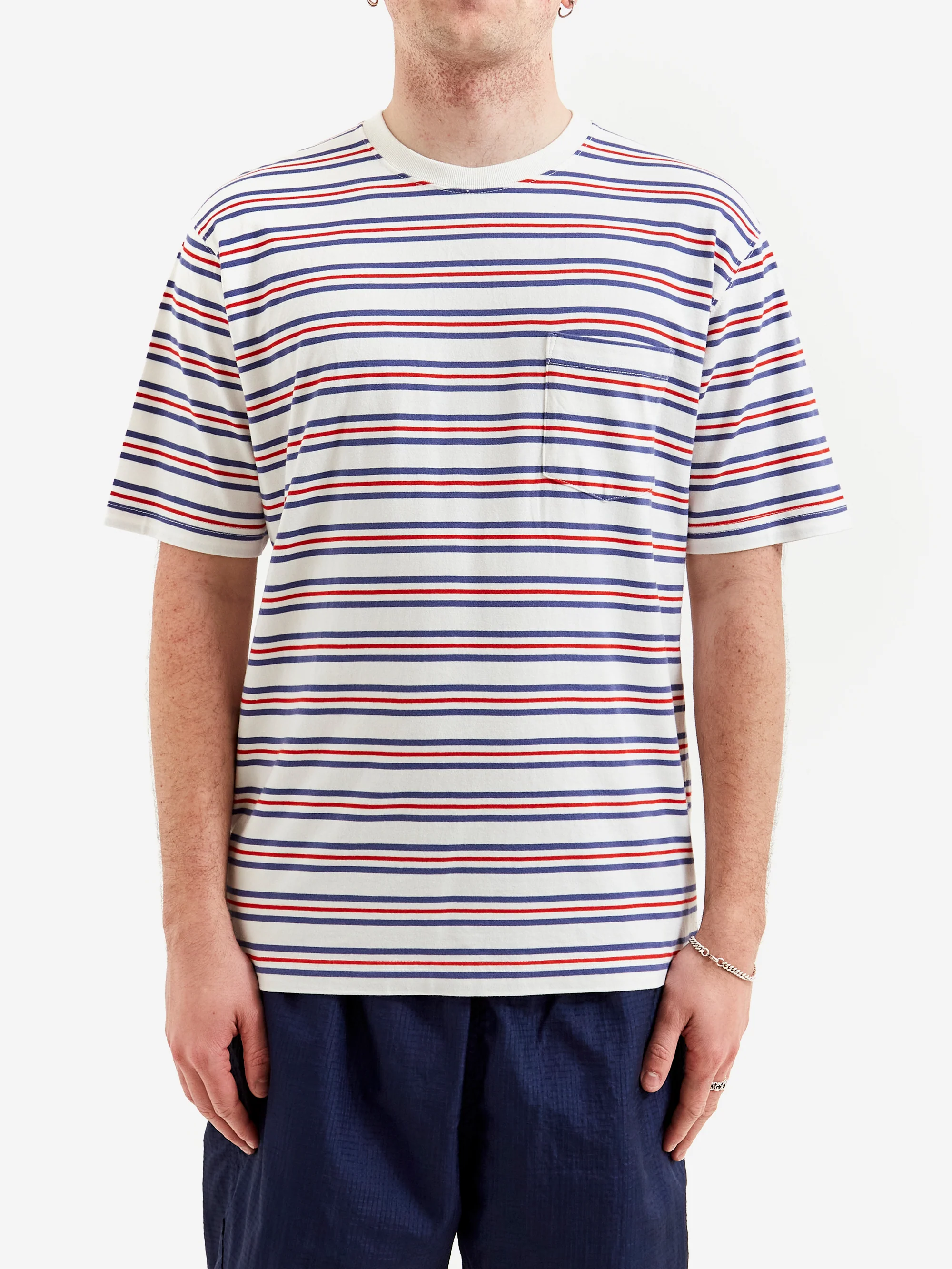 Beams Plus Pocket Tee Multi Stripe - Off White - Image 2