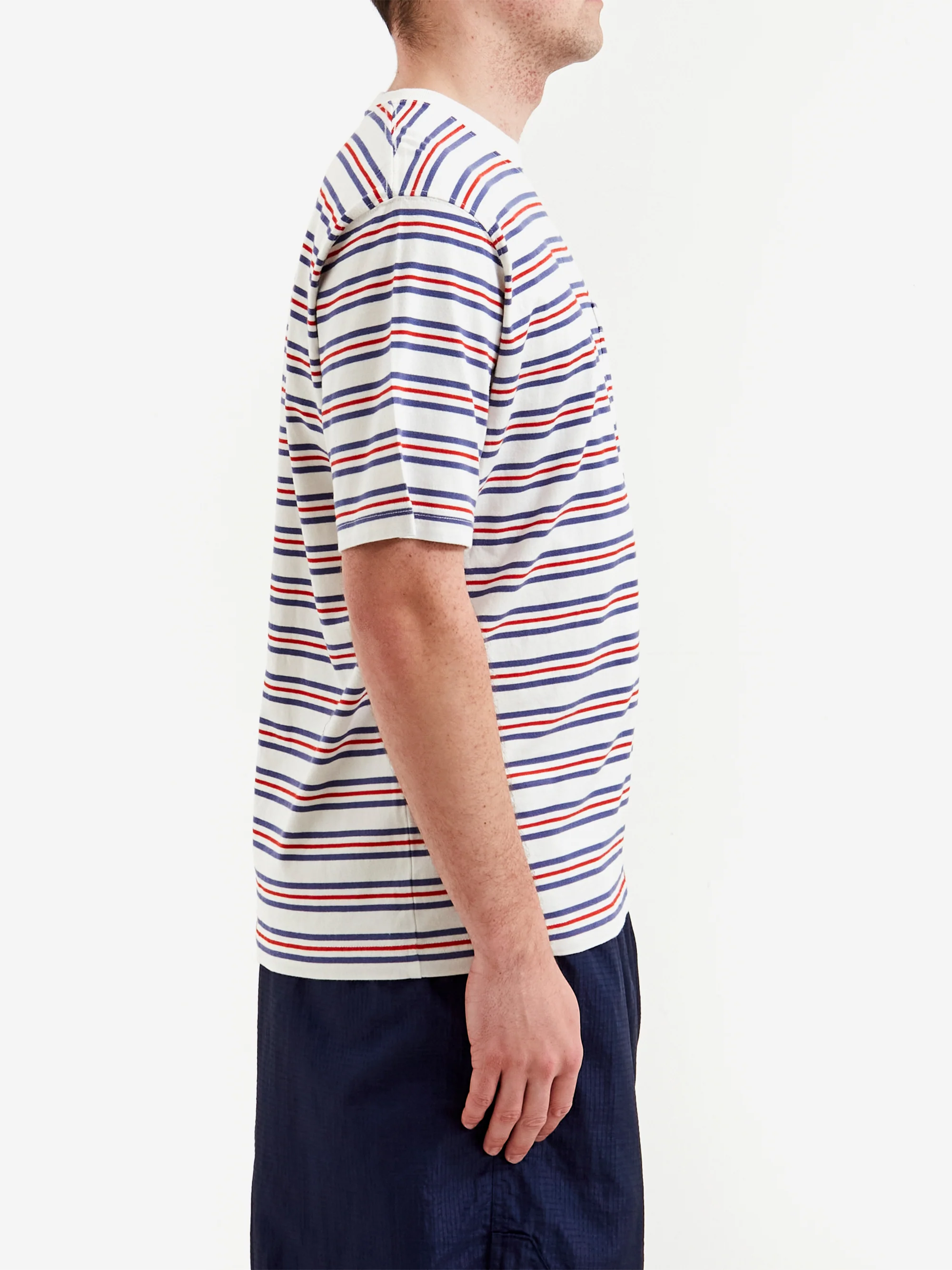 Beams Plus Pocket Tee Multi Stripe - Off White - Image 5