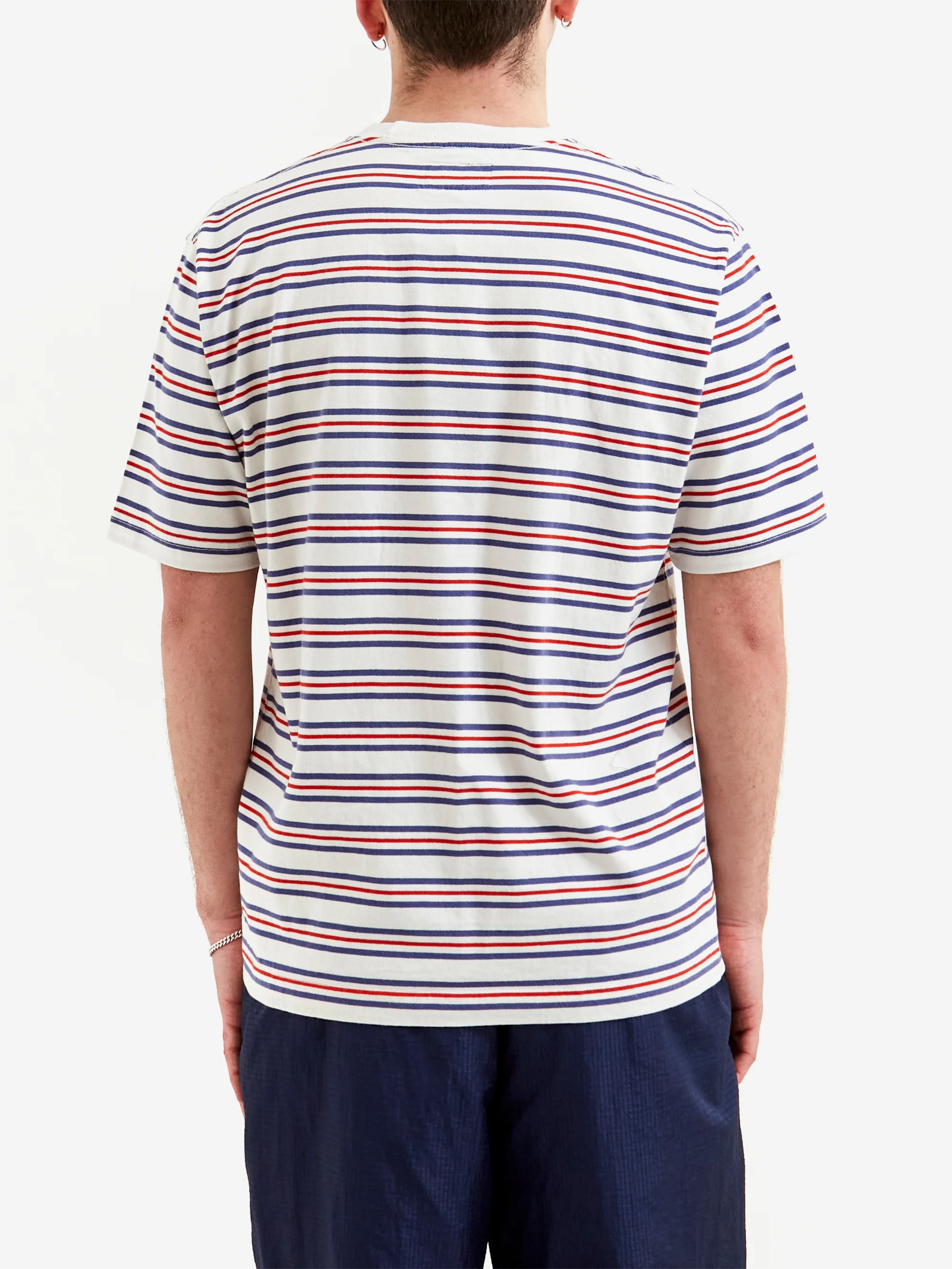 Beams Plus Pocket Tee Multi Stripe - Off White - Image 6