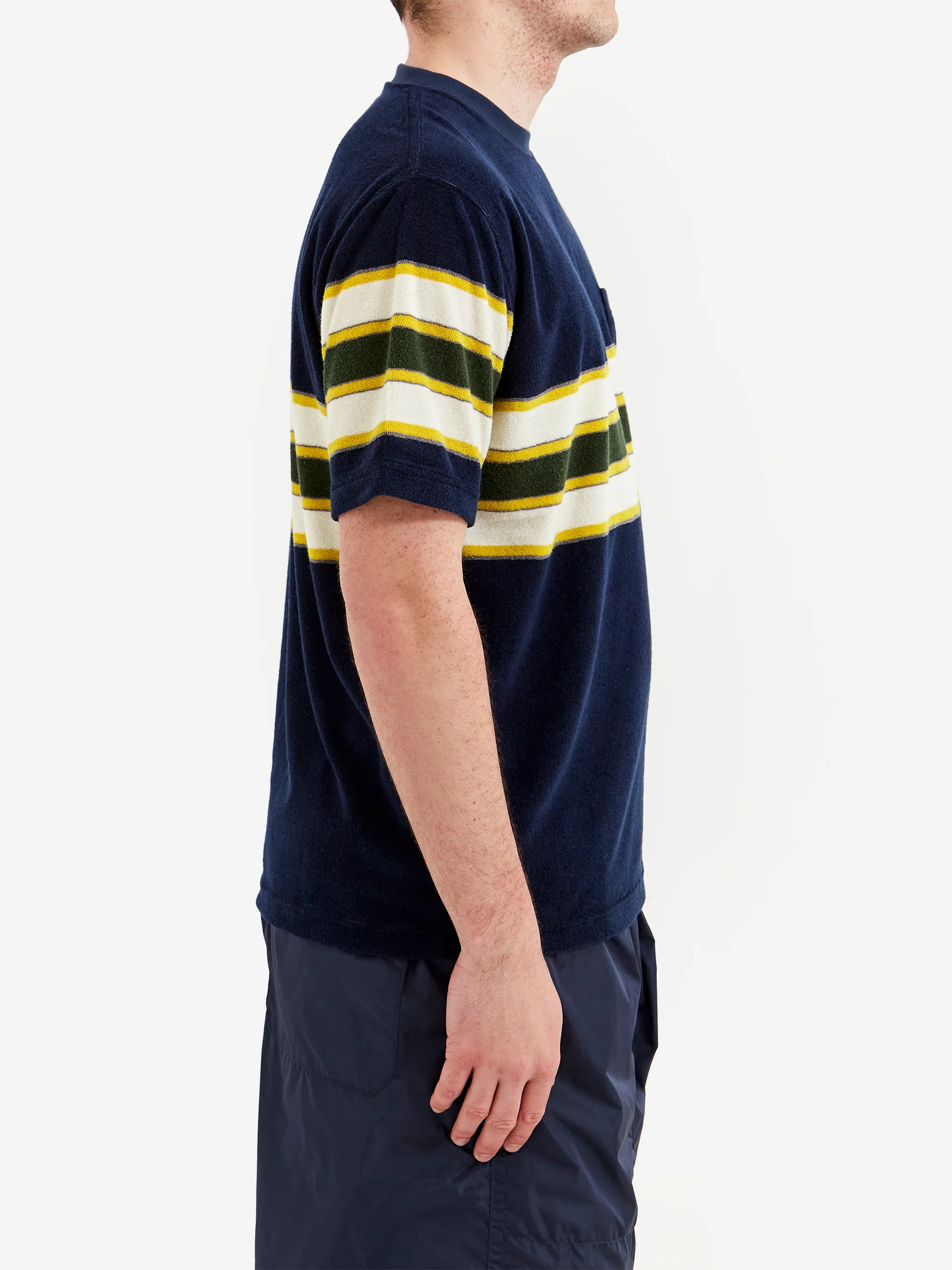 Beams Plus Pocket Tee Stripe Indigo - One Wash - Image 5