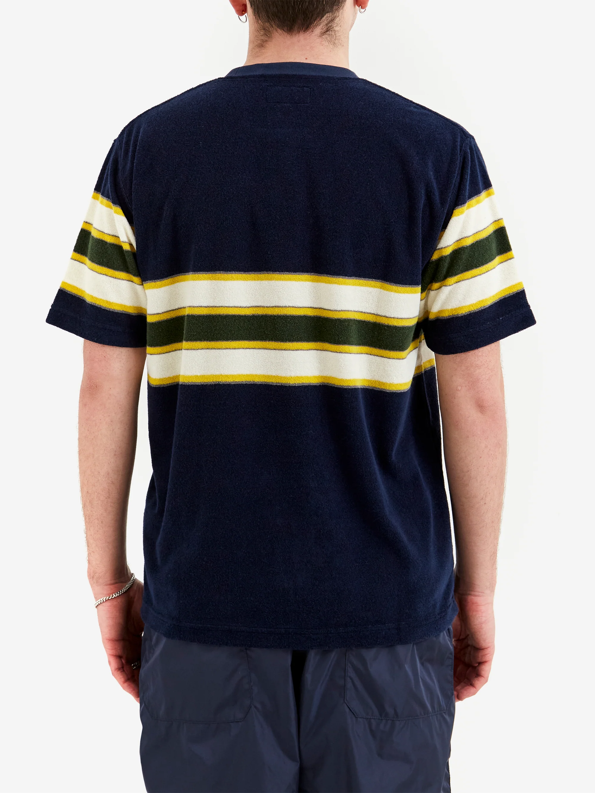 Beams Plus Pocket Tee Stripe Indigo - One Wash - Image 6