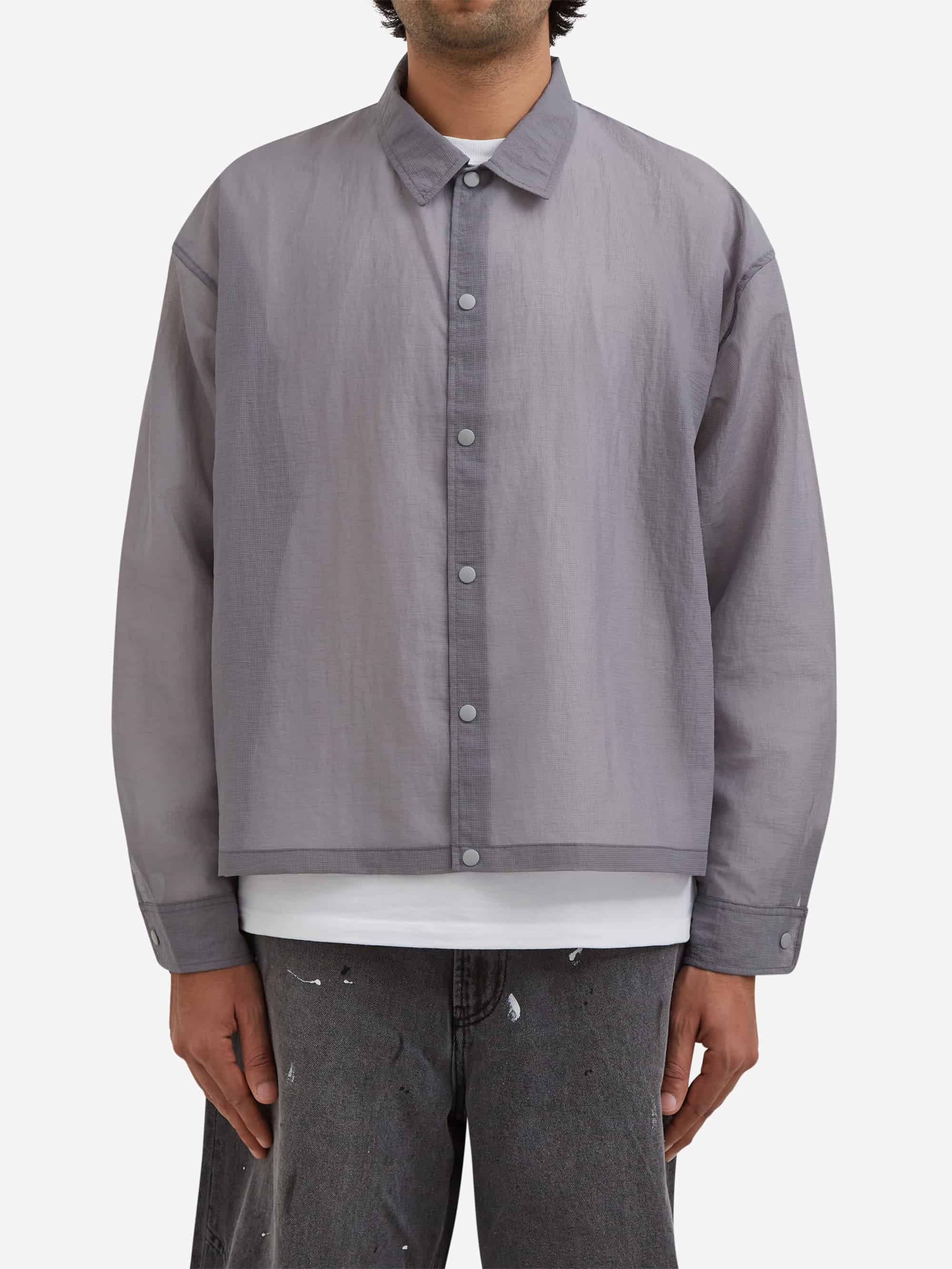 Beams Sheer Coach Shirt - Grey - Image 2