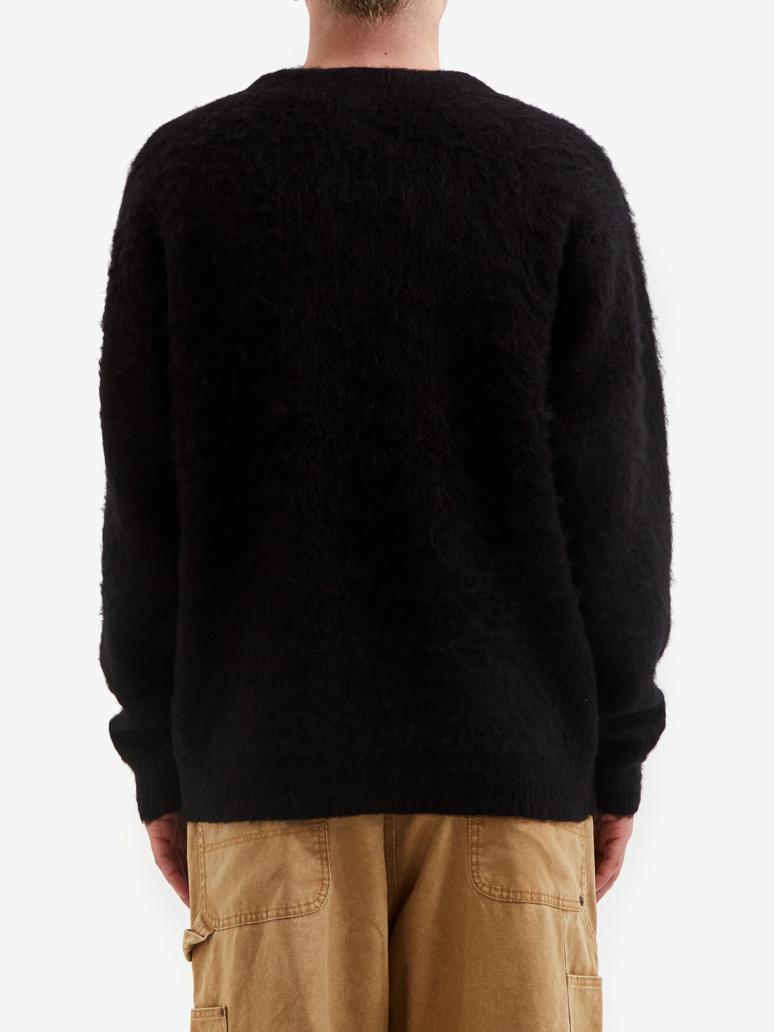 Beams Solid 7GG Solid Shaggy Cardigan - Black - Image 6