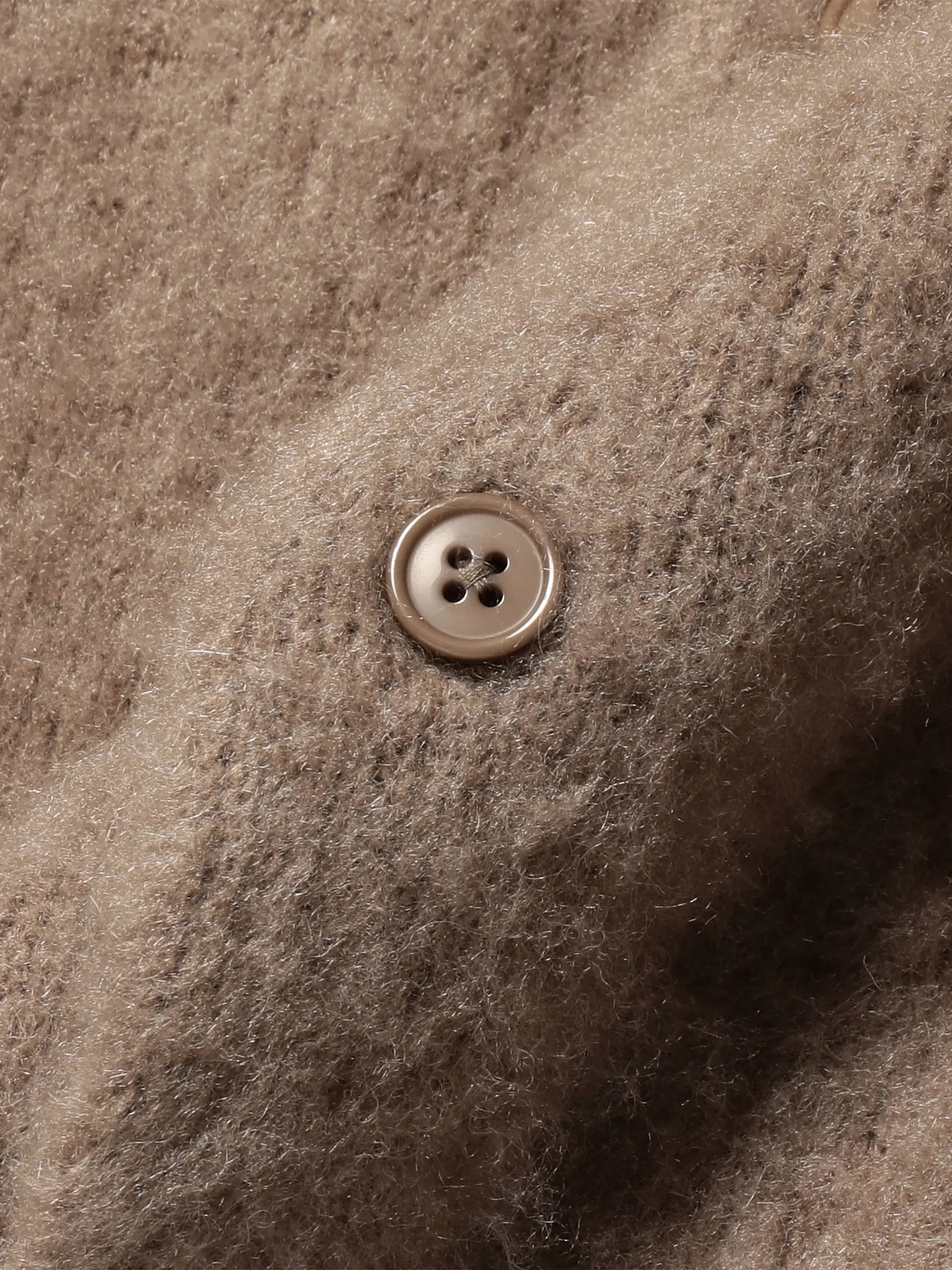 Beams Solid 7GG Solid Shaggy Cardigan - Taupe - Image 3
