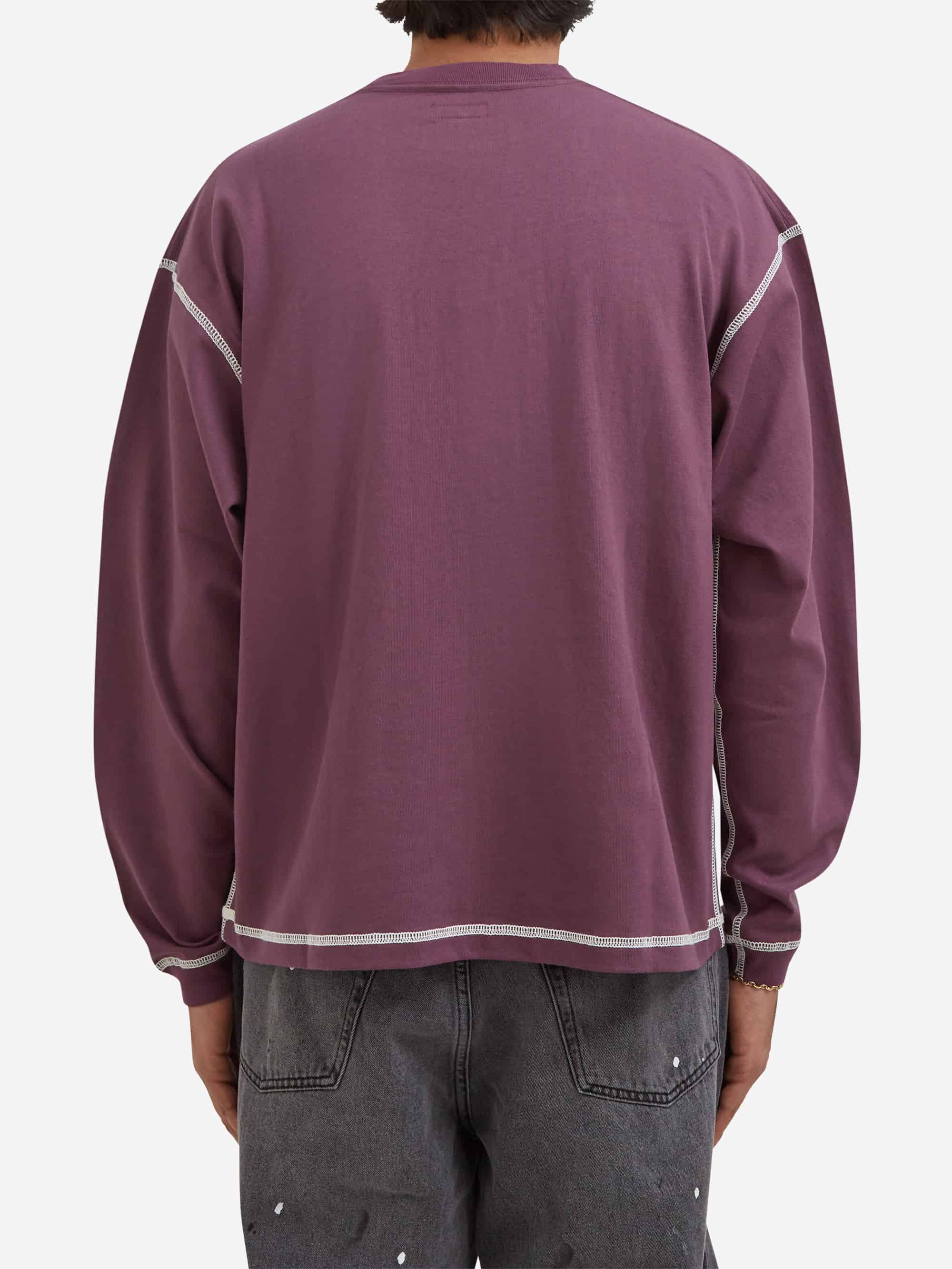 Beams Stitch Reverse Tee - Grape - Image 4