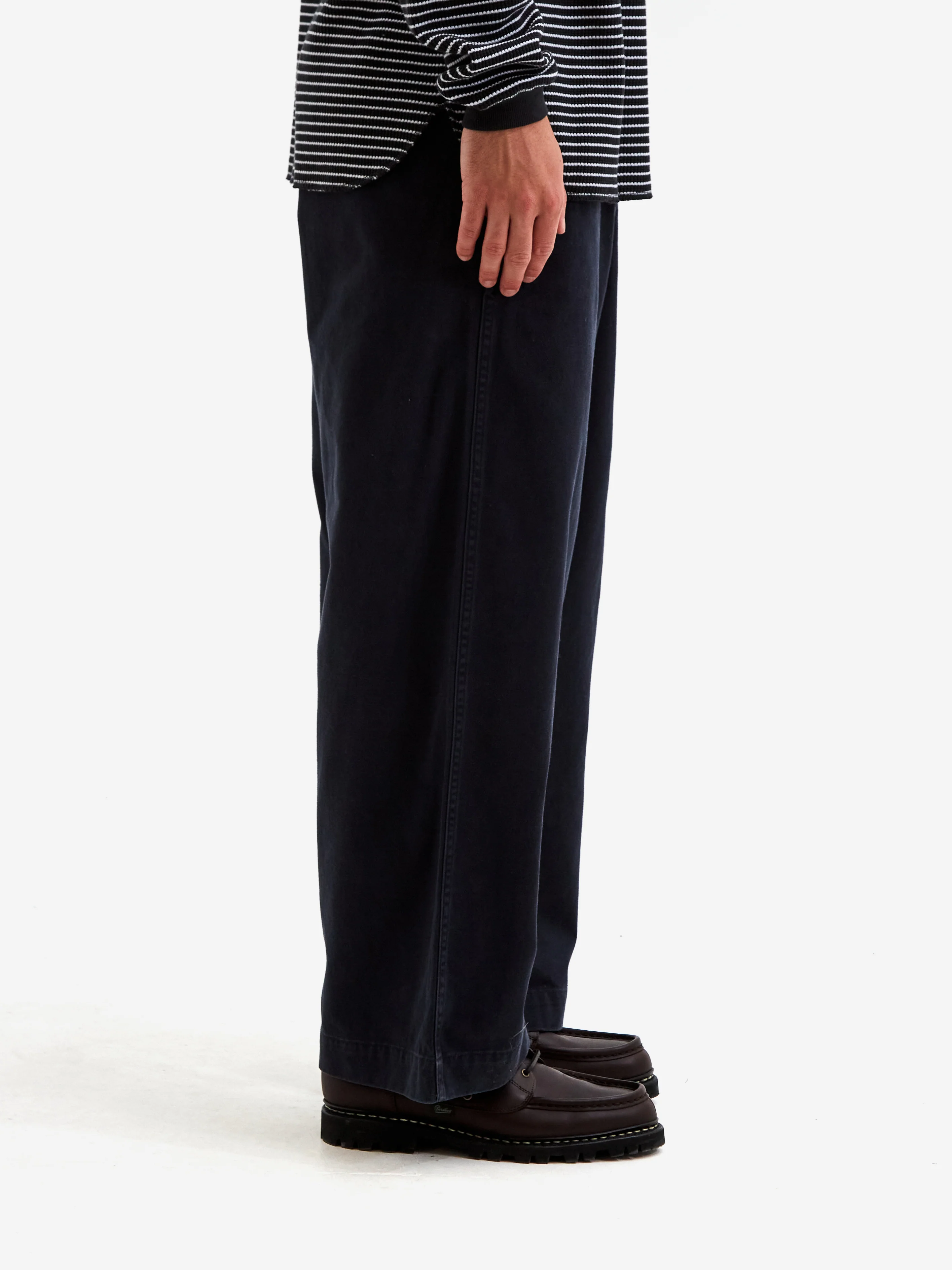 Beams Wide Chino Trousers - Navy - Image 5