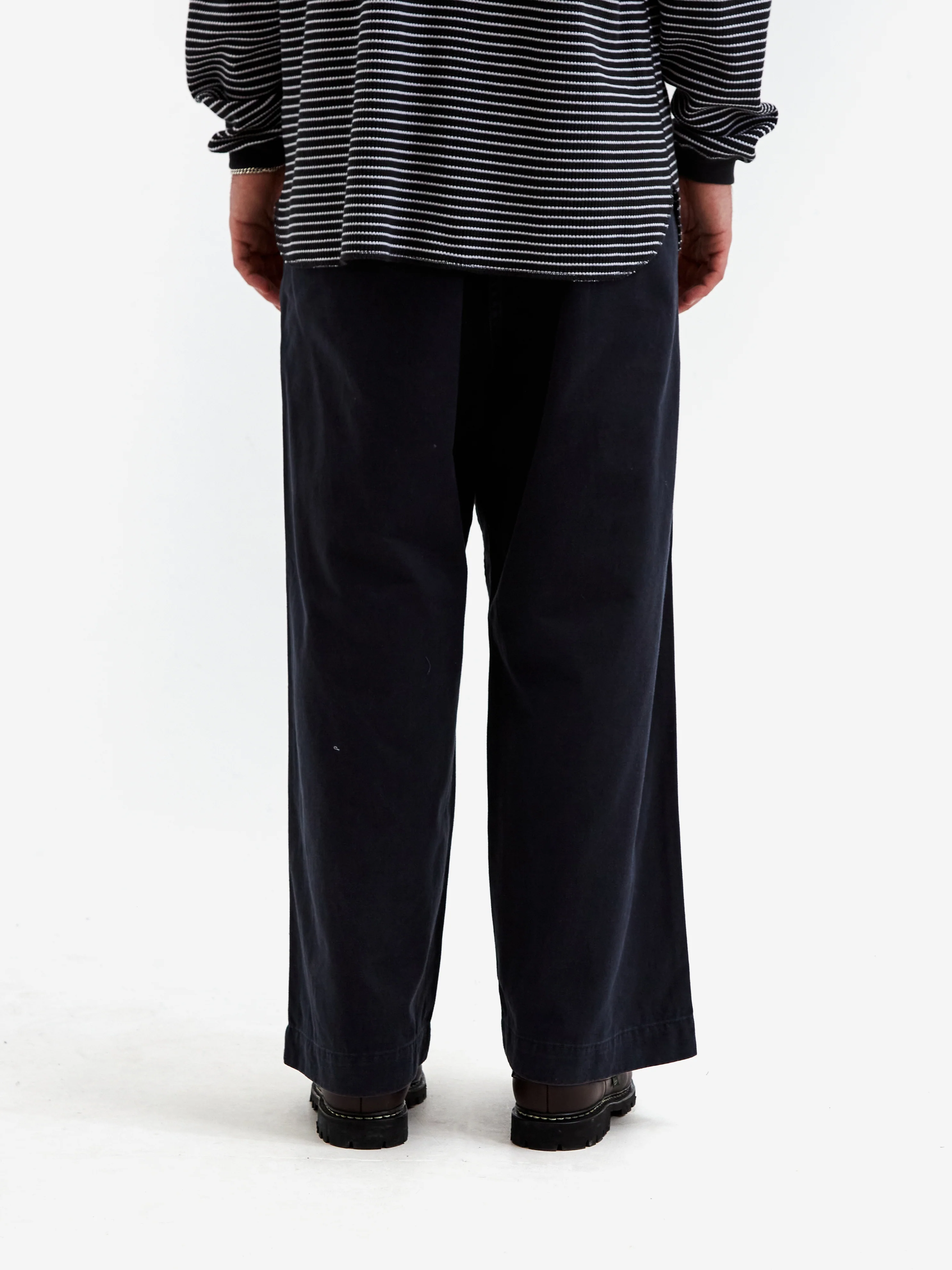 Beams Wide Chino Trousers - Navy - Image 6