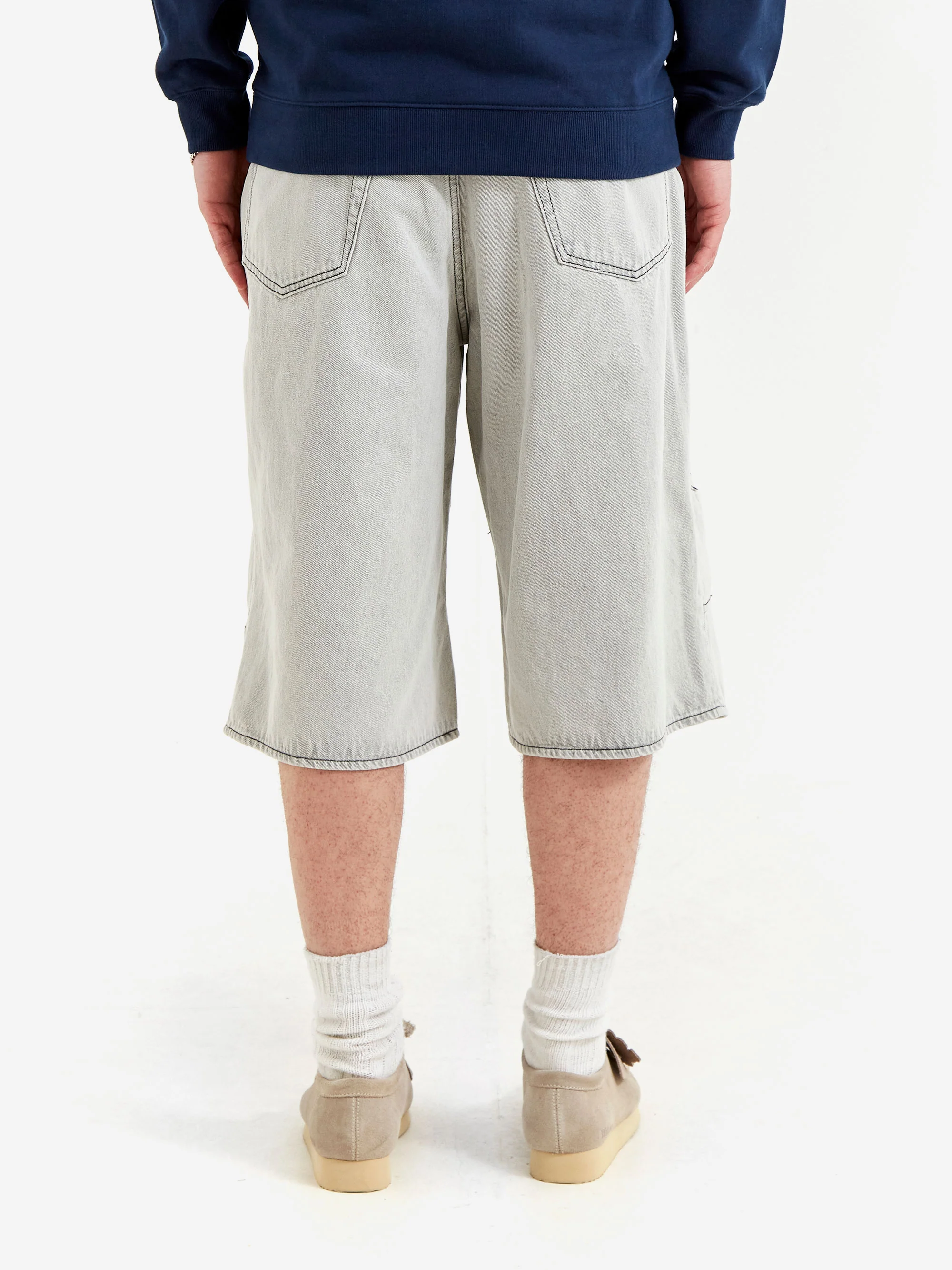 Beams Wide Denim 3/4 Pants - White - Image 6