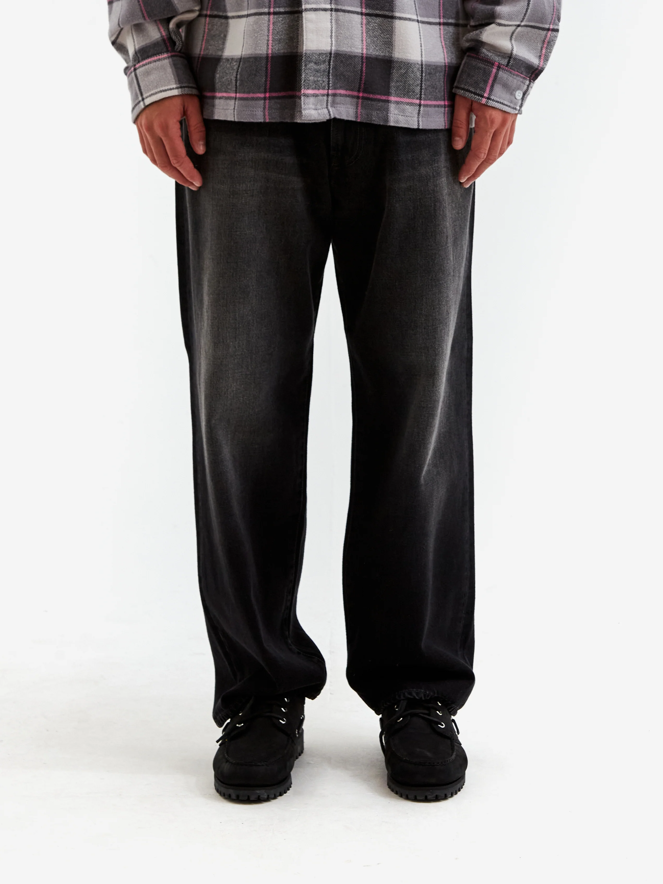 Beams Wide Denim Jeans - Fade Black - Image 2