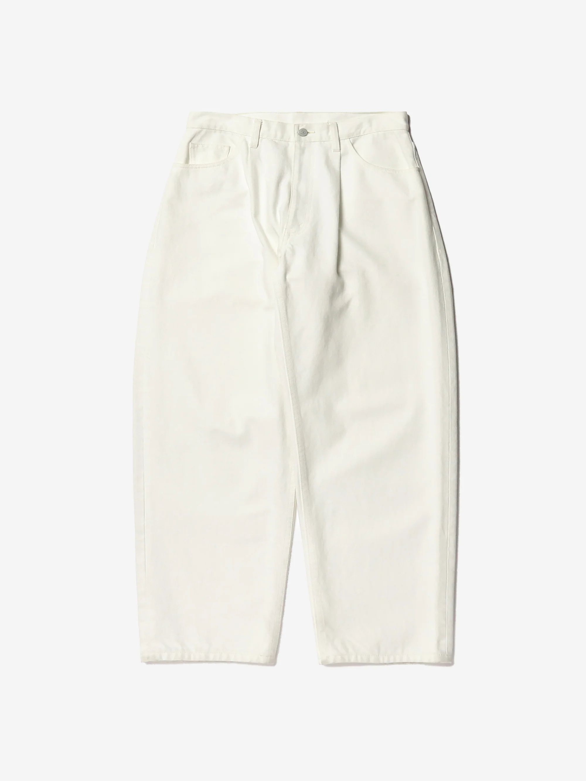 Beams Wide Tapered Denim Jeans - White