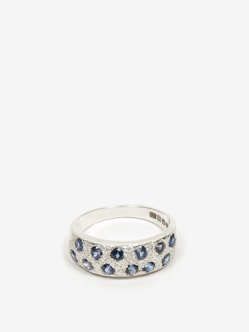 Bleue Burnham Mini Riviera Ring - Silver/Blue - Image 2