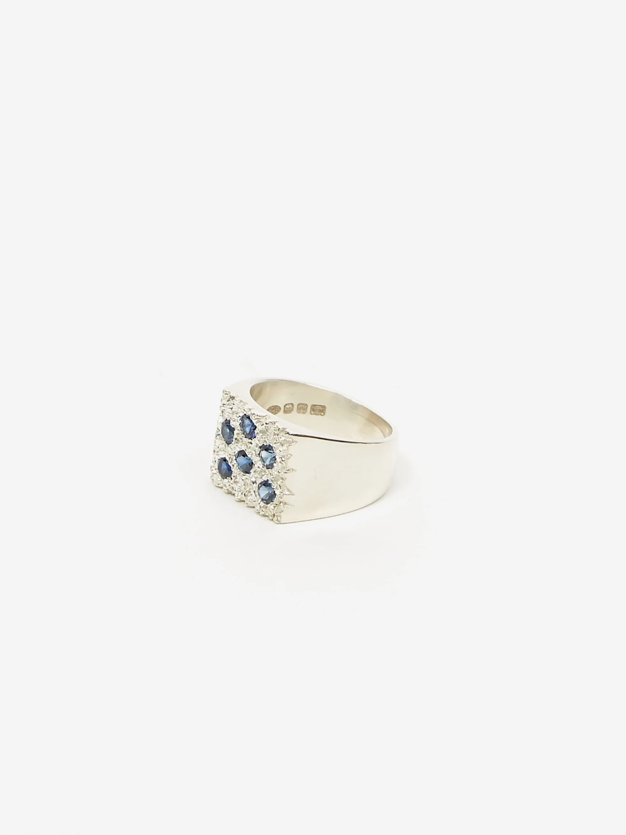 Bleue Burnham Mini Rose Garden Signet Ring W - Silver/Blue - Image 2