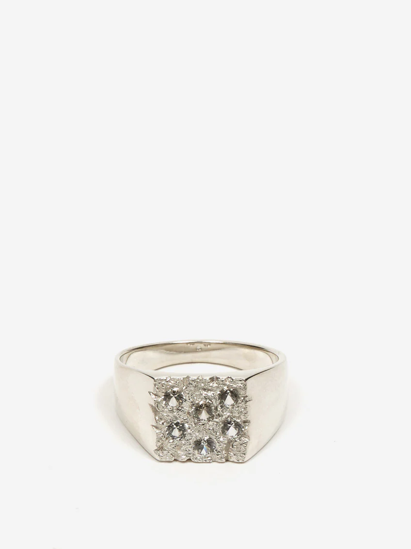 Bleue Burnham Mini Rose Garden Signet Ring - Silver/Clear - Image 2