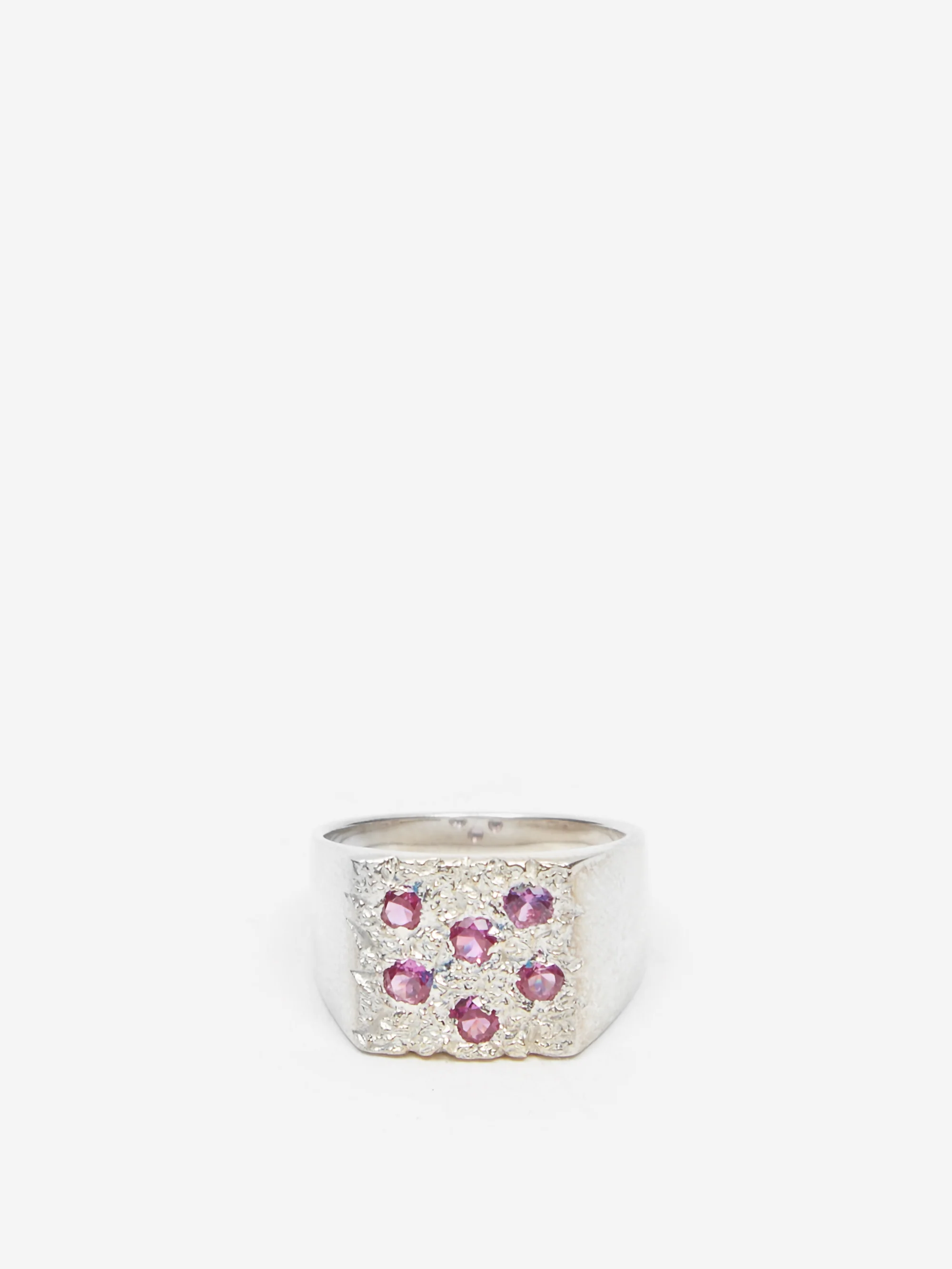Bleue Burnham Mini Rose Garden Signet Ring - Silver/Pink - Image 2