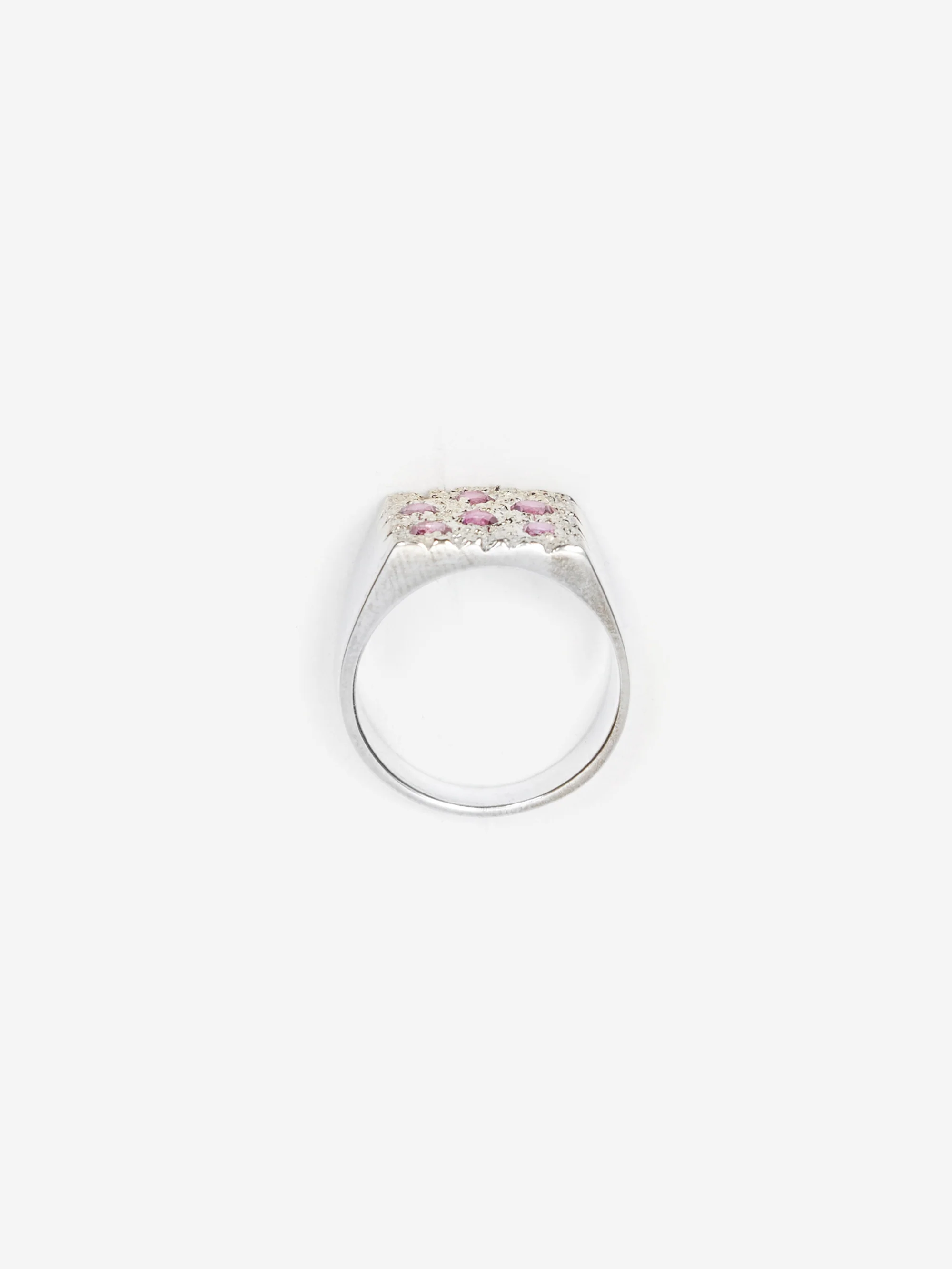 Bleue Burnham Mini Rose Garden Signet Ring - Silver/Pink - Image 3