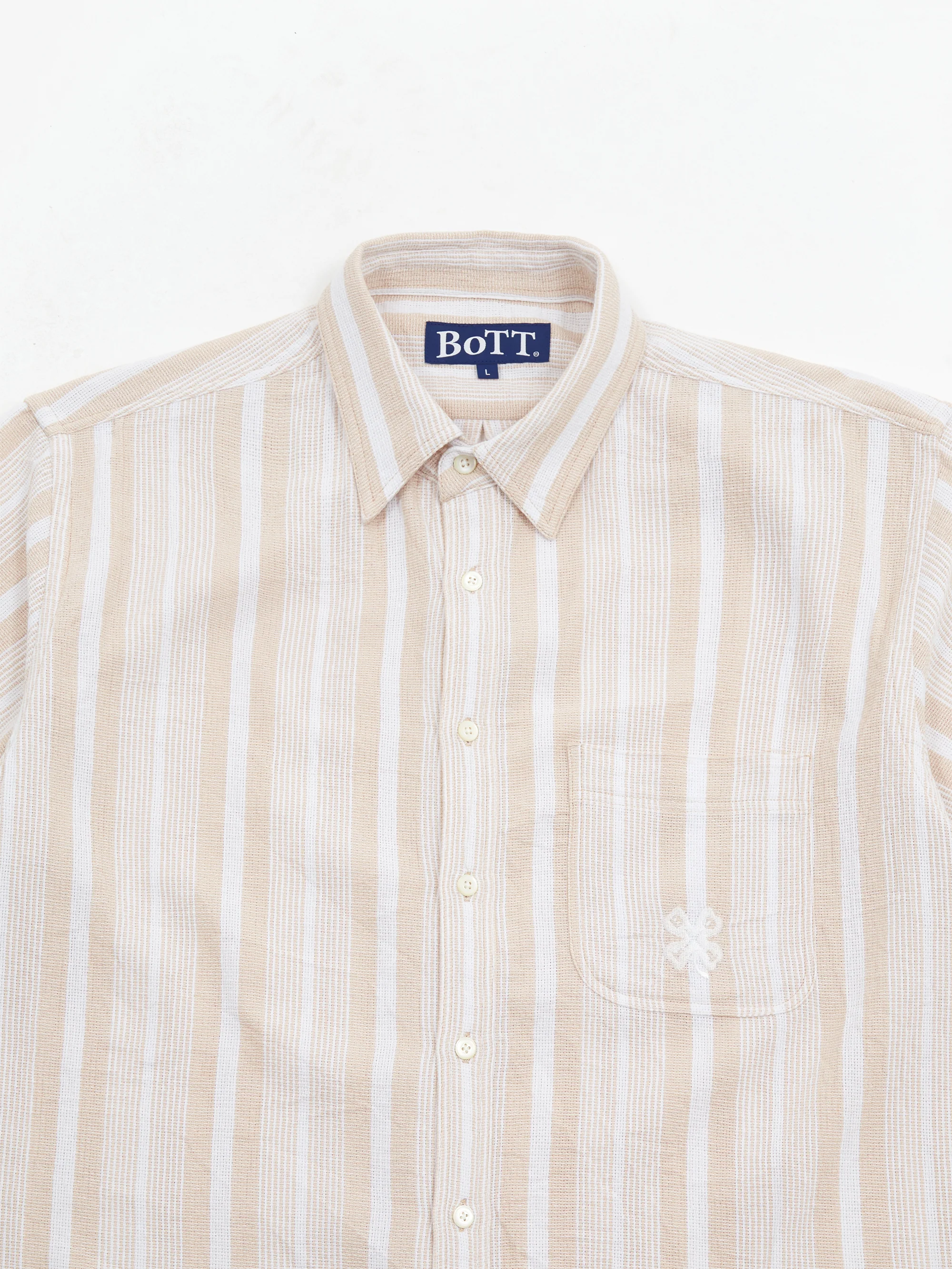 BoTT Jacquard Stripe Short Sleeve Shirt - Tan - Image 3