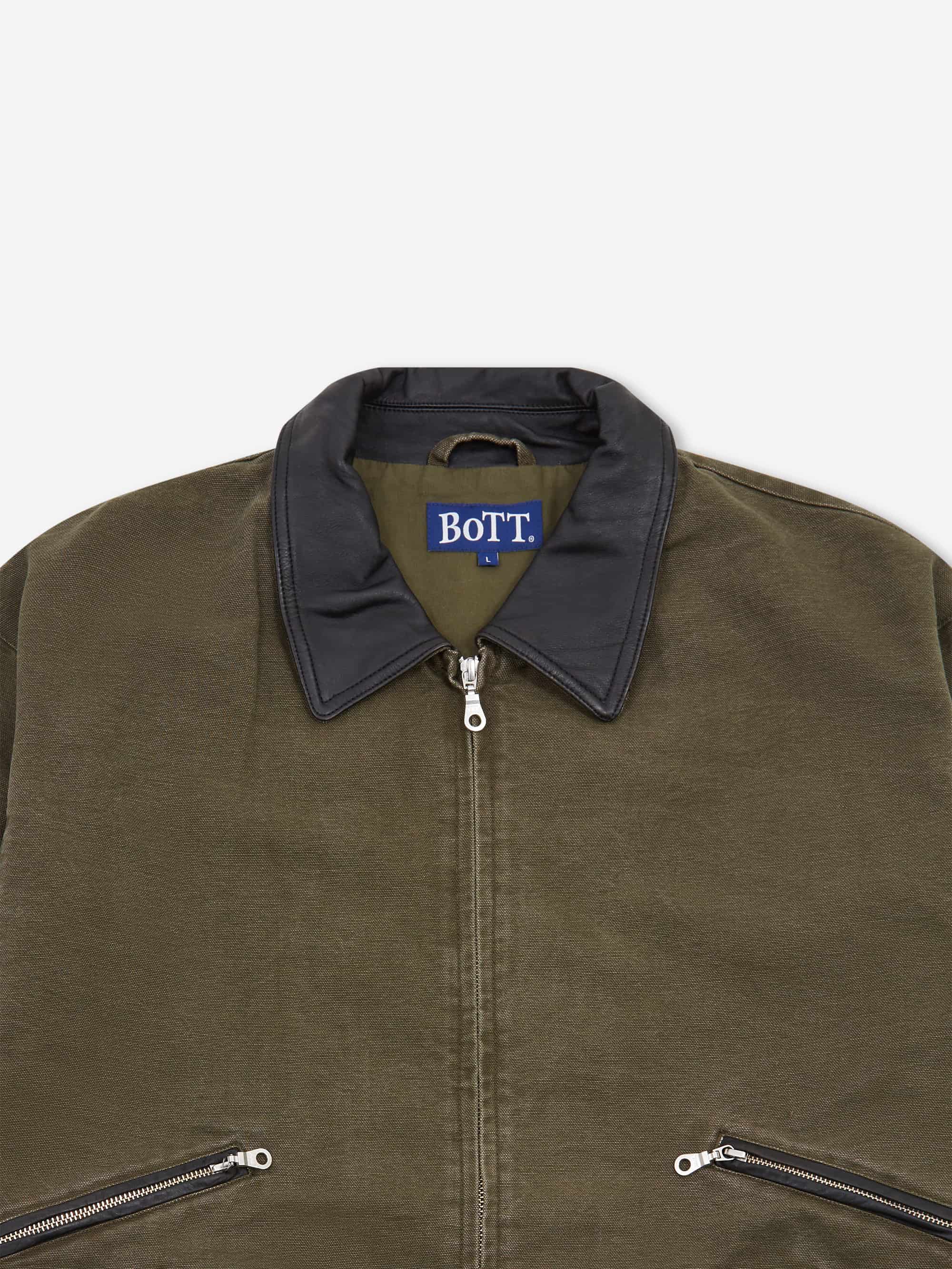 BoTT Leather Collar Work Jacket - Olive - Image 2