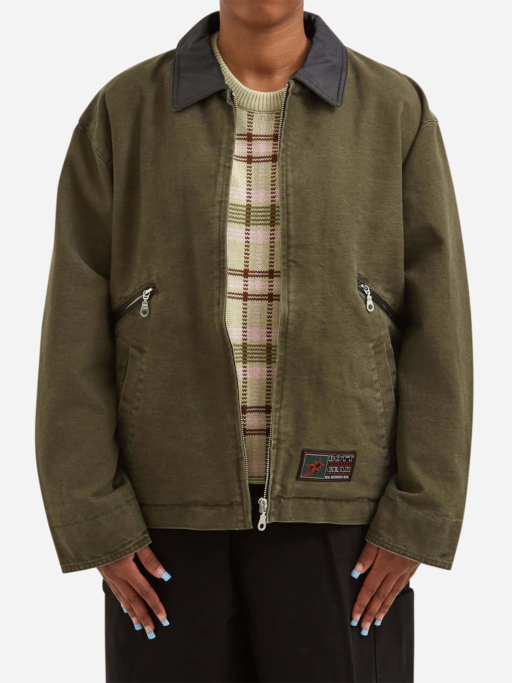 BoTT Leather Collar Work Jacket W - Olive