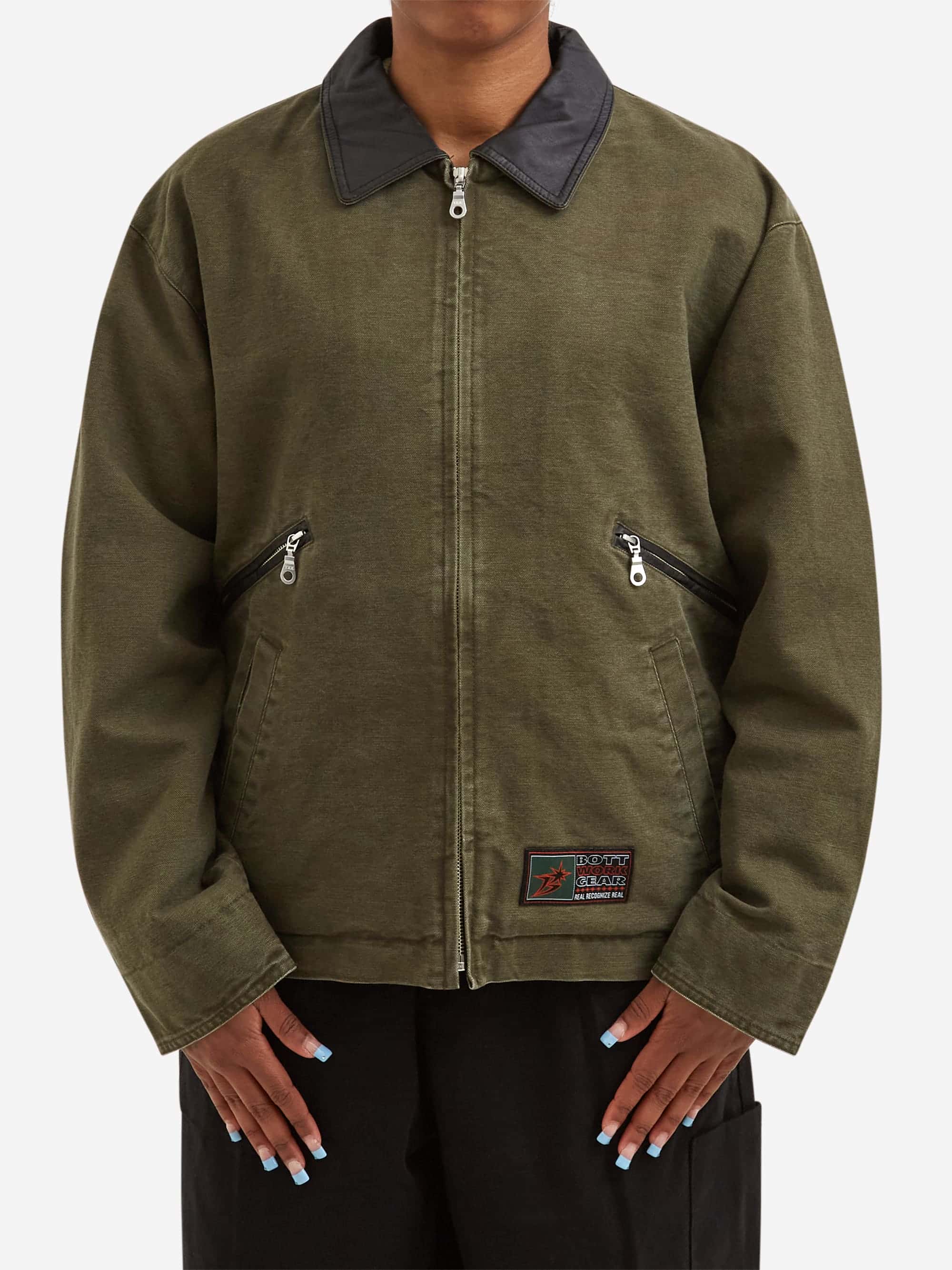BoTT Leather Collar Work Jacket W - Olive - Image 2