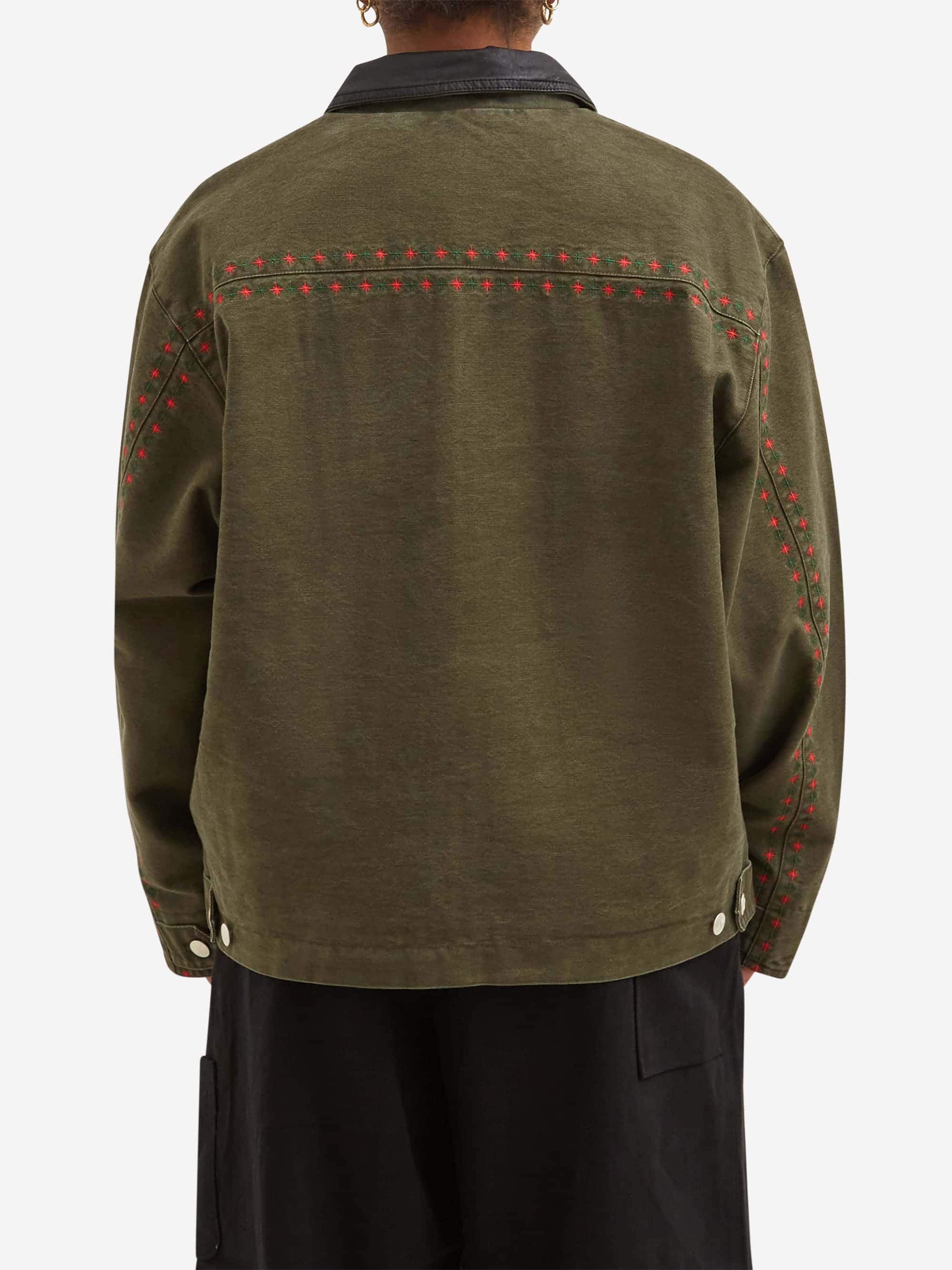 BoTT Leather Collar Work Jacket W - Olive - Image 4