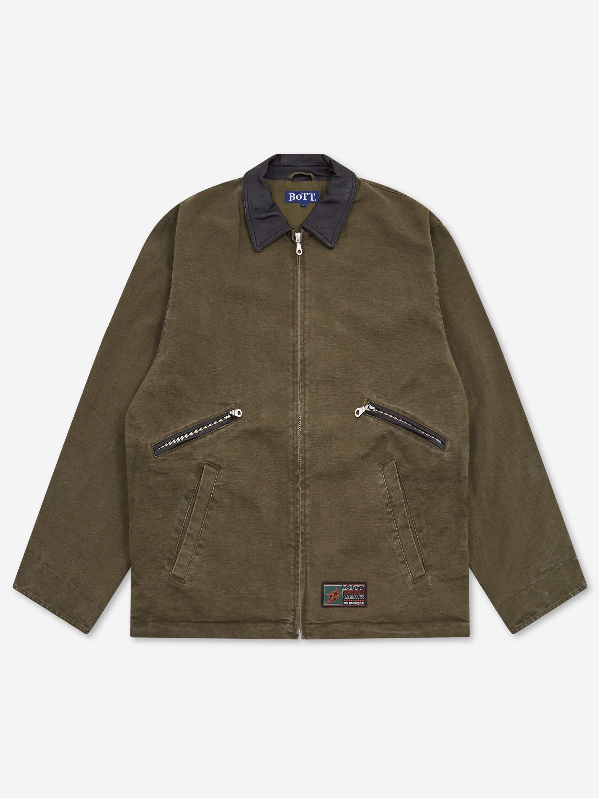 BoTT Leather Collar Work Jacket W - Olive - Image 5